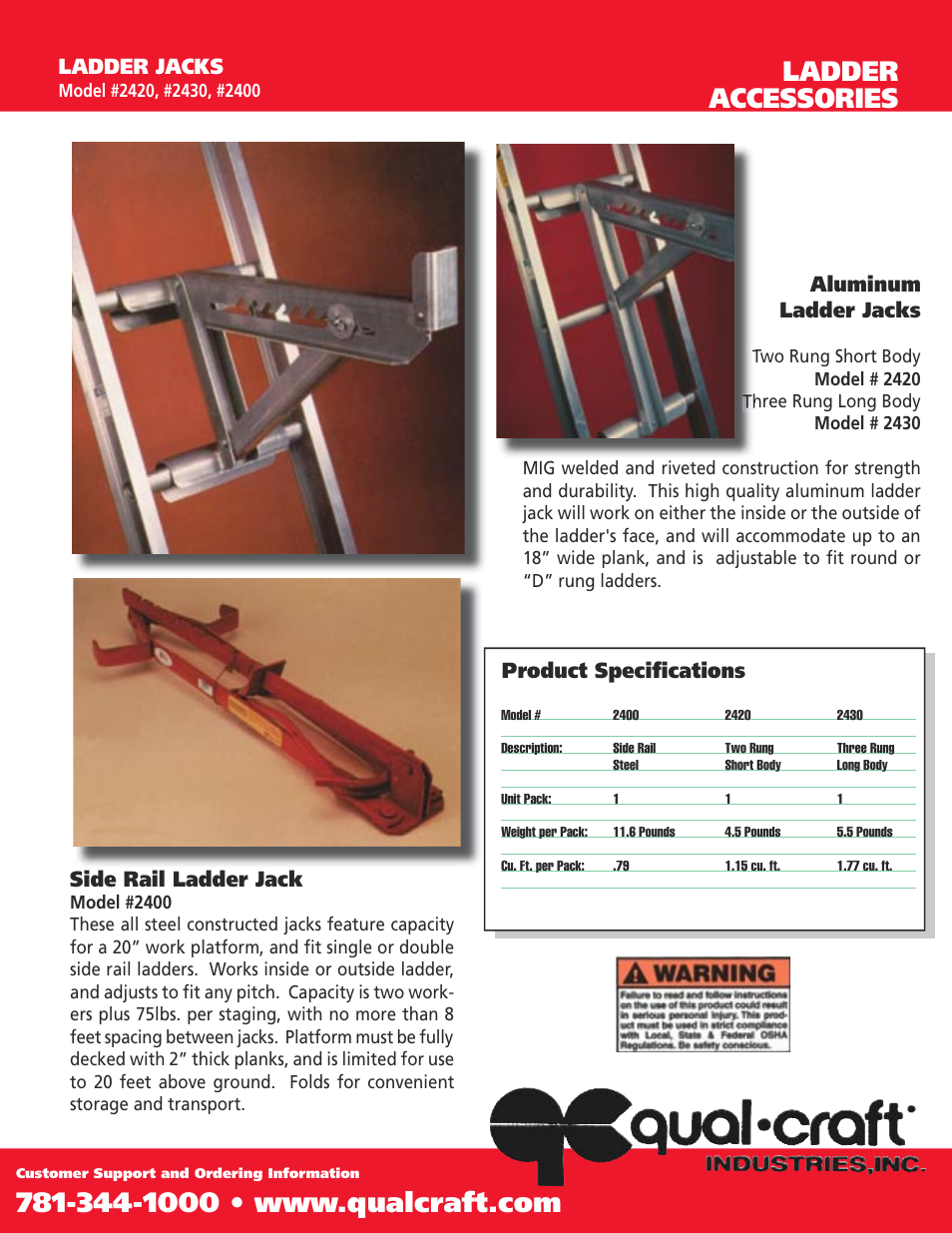 Qualcraft 3-Rung Ladder Jack User Manual | 2 pages