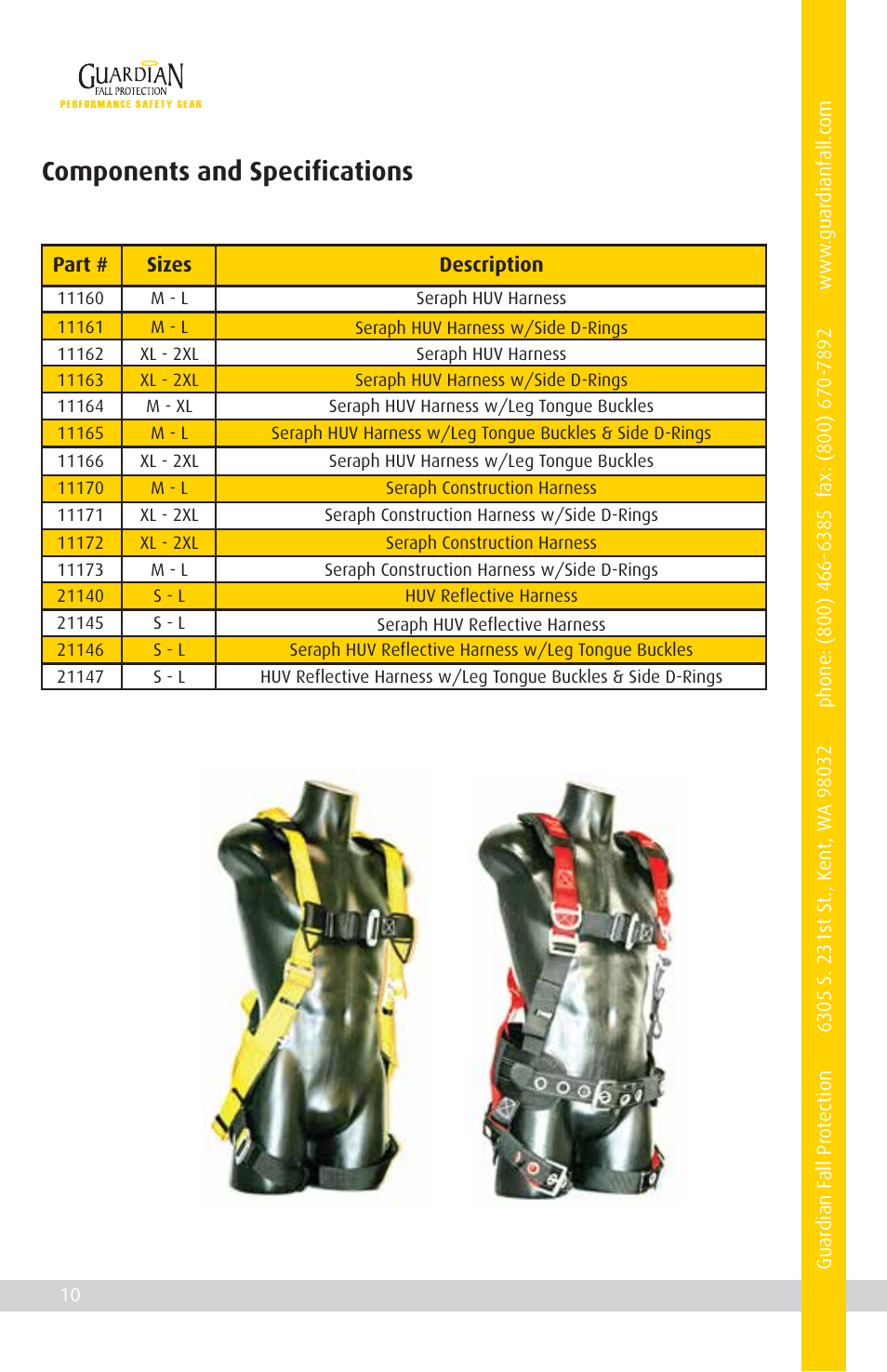 Components and specifications | Qualcraft Seraph HUV Harness User Manual | Page 12 / 16