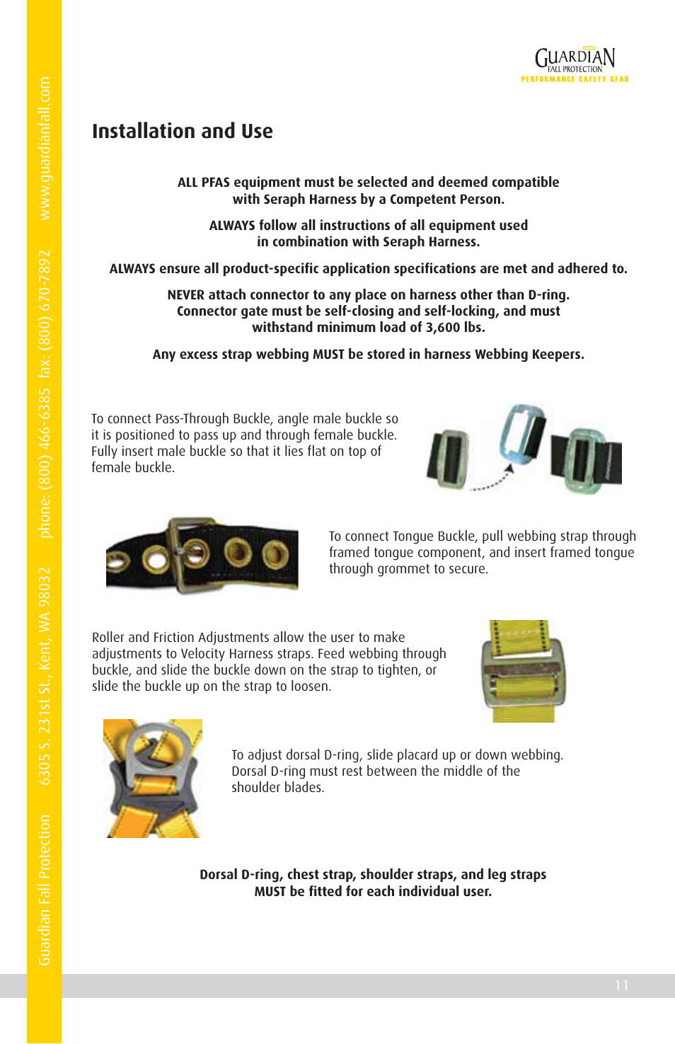 Installation and use | Qualcraft Seraph HUV Harness User Manual | Page 13 / 16