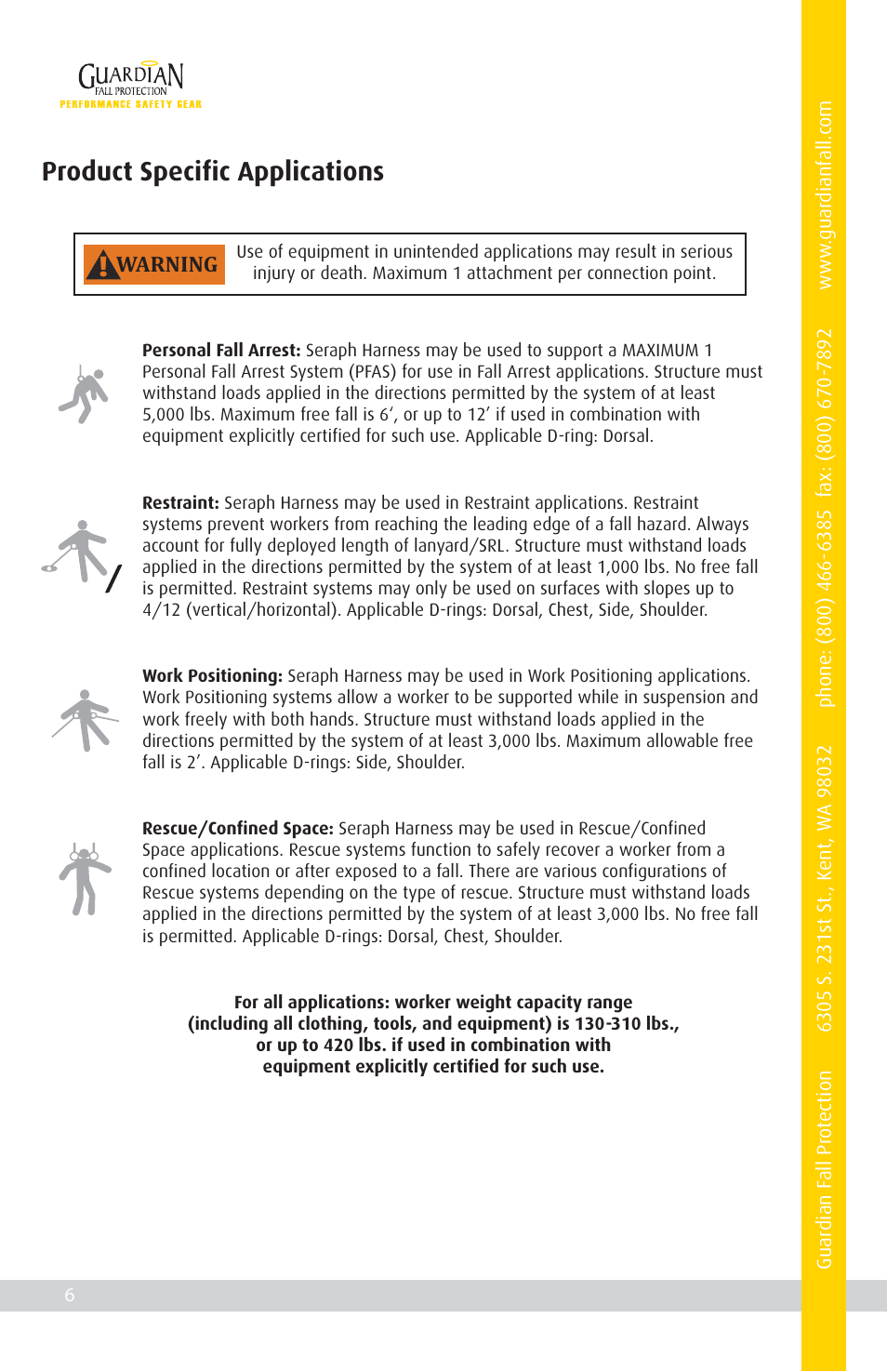 Product specific applications | Qualcraft Seraph HUV Harness User Manual | Page 8 / 16