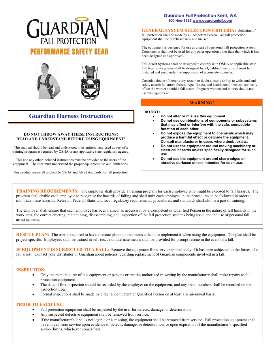 Qualcraft Cyclone Tower Harness User Manual | 8 pages