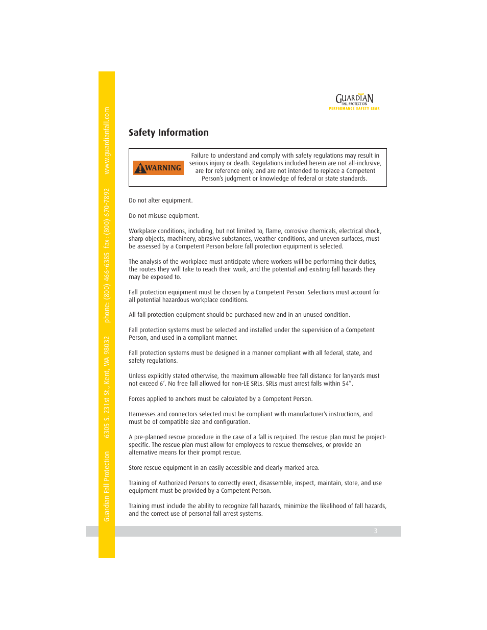 Safety information | Qualcraft Surveyor's Construction Tux User Manual | Page 5 / 16