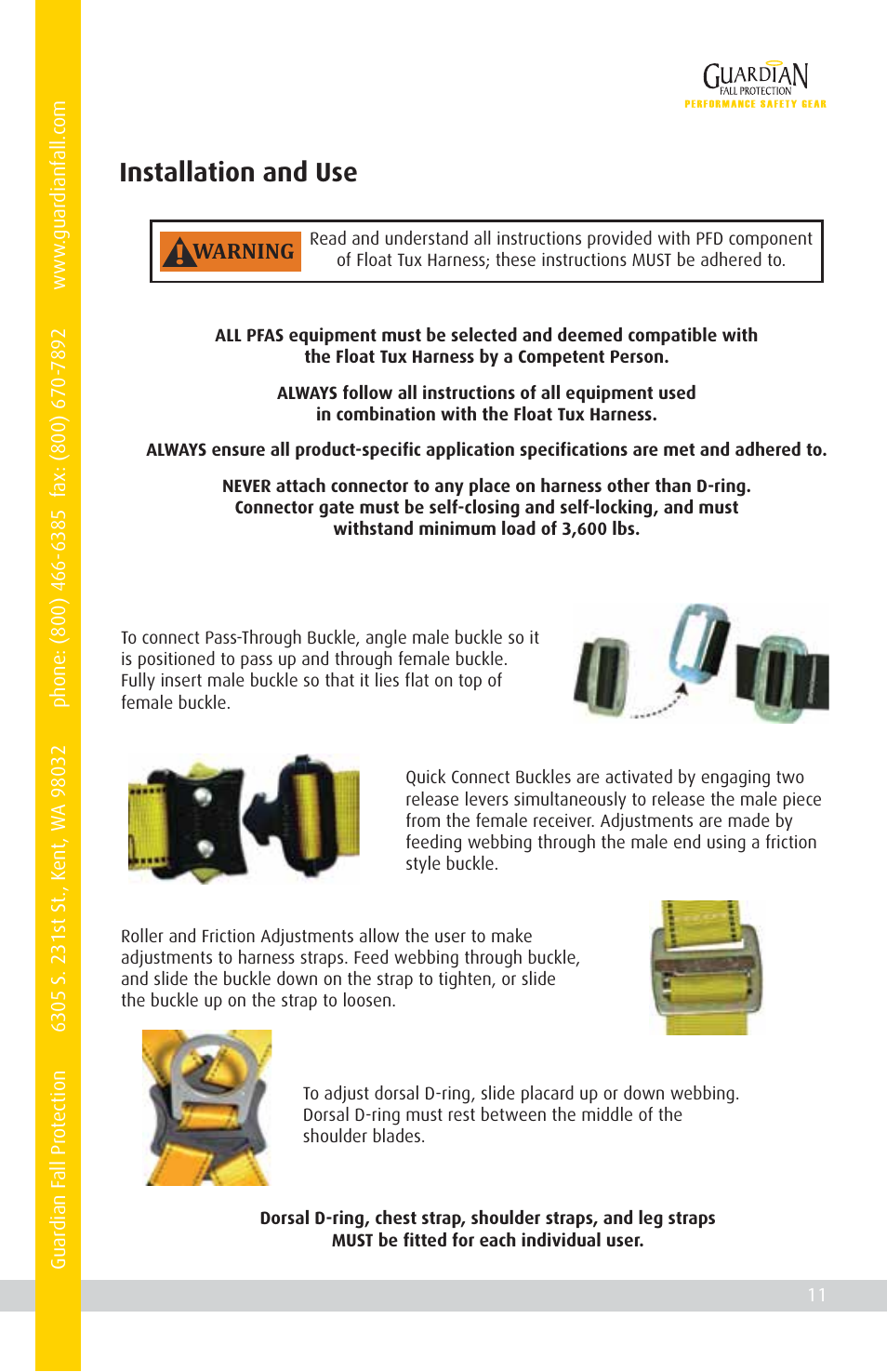 Installation and use | Qualcraft Float Tux Harness User Manual | Page 13 / 16