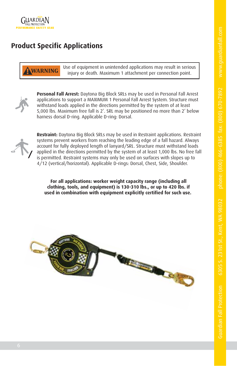 Product specific applications | Qualcraft Daytona Big Block SRL User Manual | Page 8 / 16