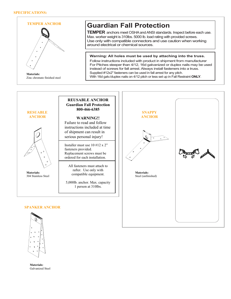 Snappy, Guardian fall protection | Qualcraft Lil' Bucket of Safe-Tie User Manual | Page 7 / 8