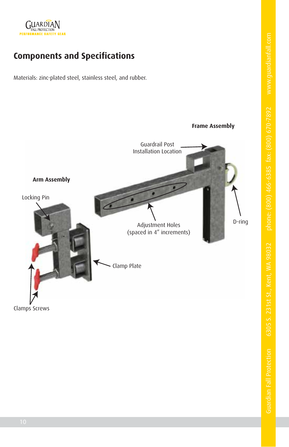 Components and specifications | Qualcraft Parapet Anchor System User Manual | Page 12 / 20