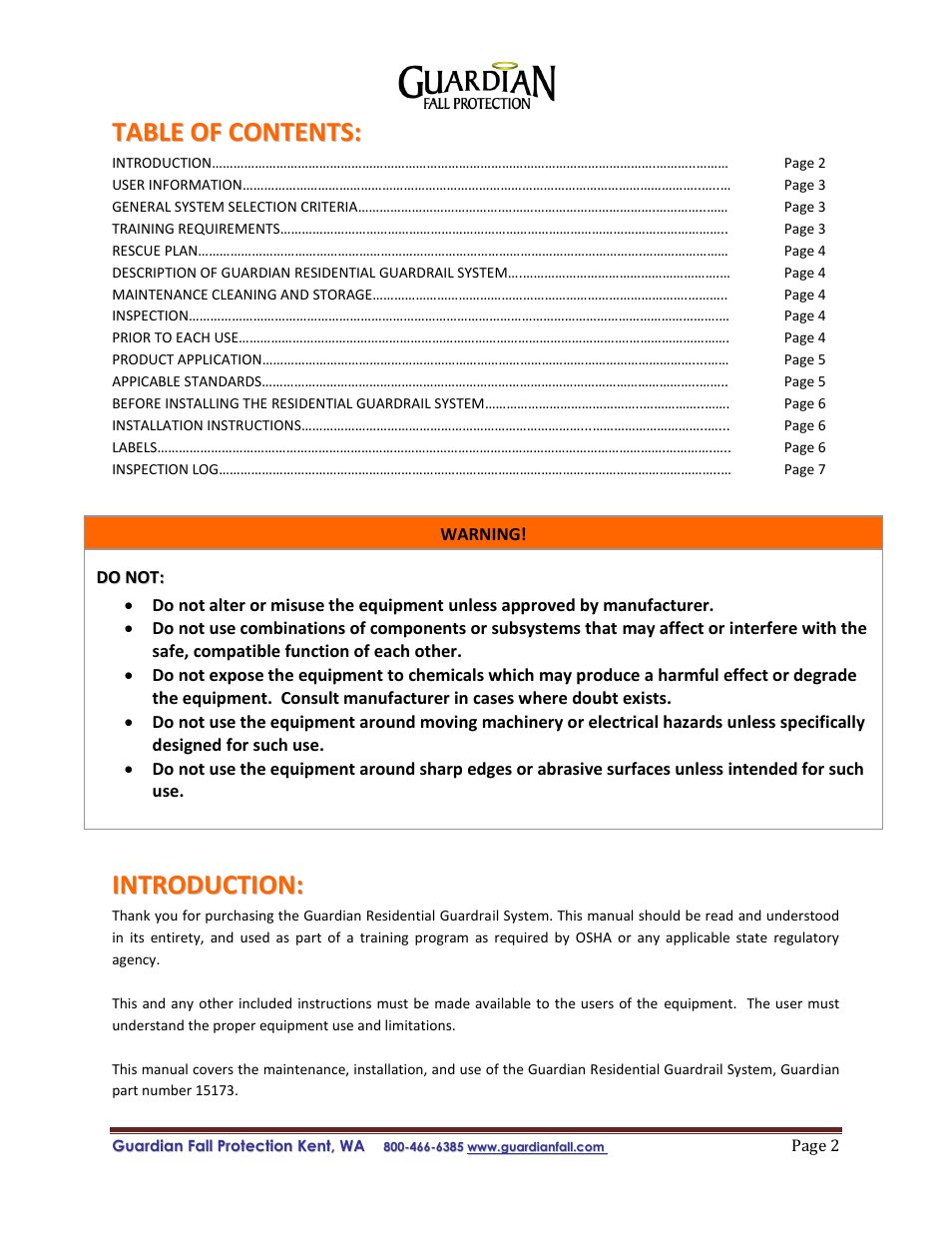 Qualcraft Residential Guardrail System User Manual | Page 2 / 7