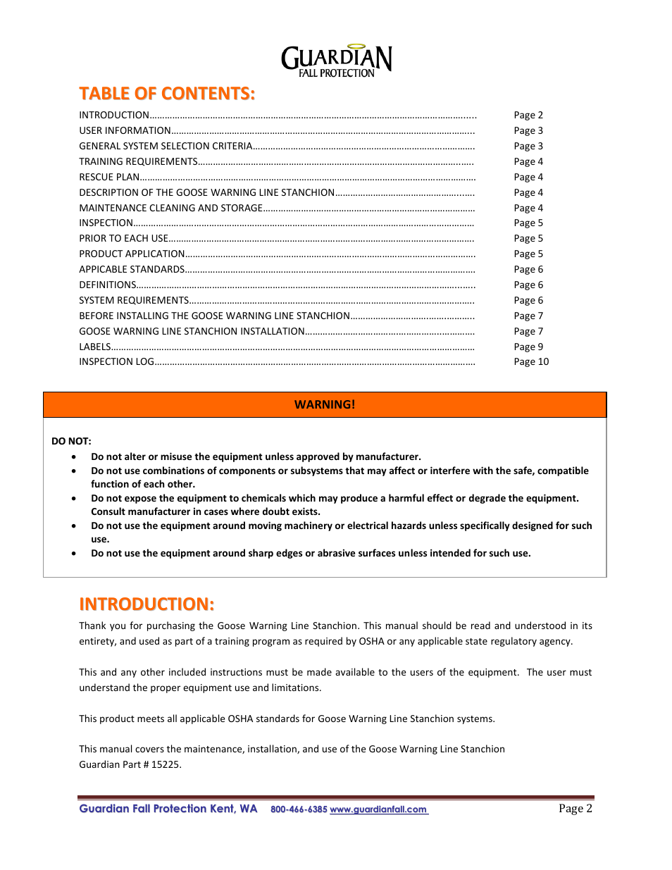 Qualcraft Goose Single Stanchion User Manual | Page 2 / 10