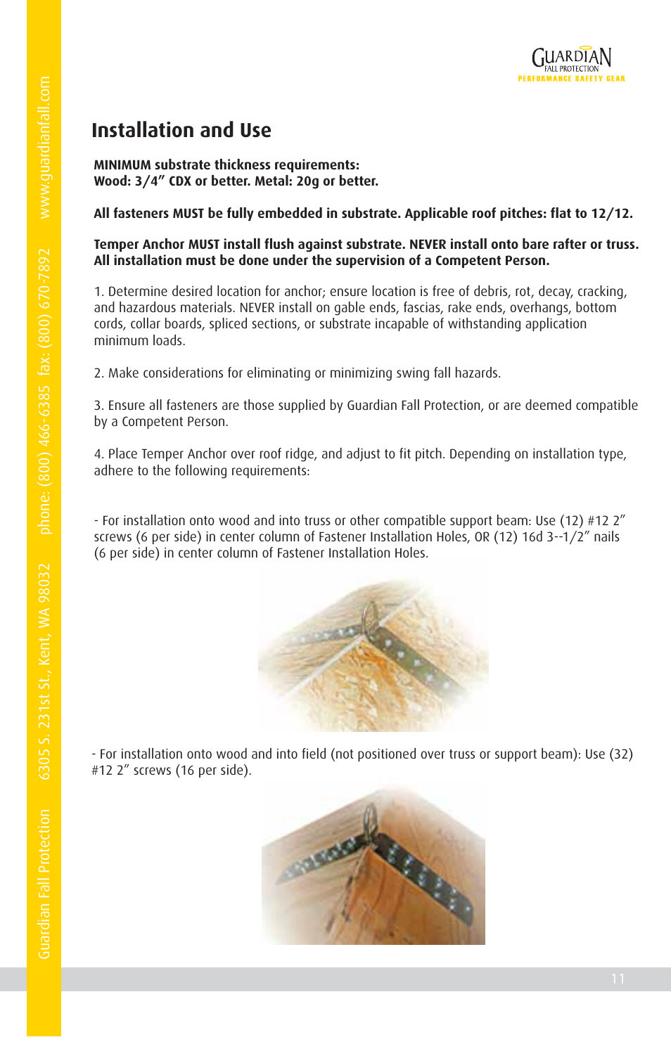 Installation and use | Qualcraft Temper Reusable Anchor with Swivel D-Ring User Manual | Page 13 / 16