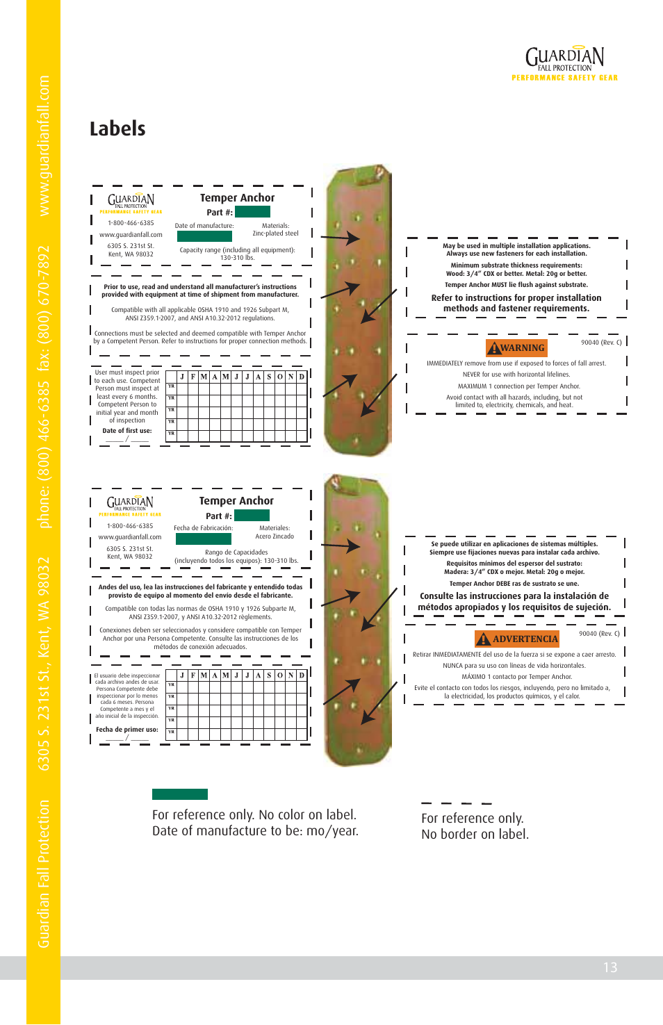 Labels | Qualcraft Temper Reusable Anchor with Swivel D-Ring User Manual | Page 15 / 16