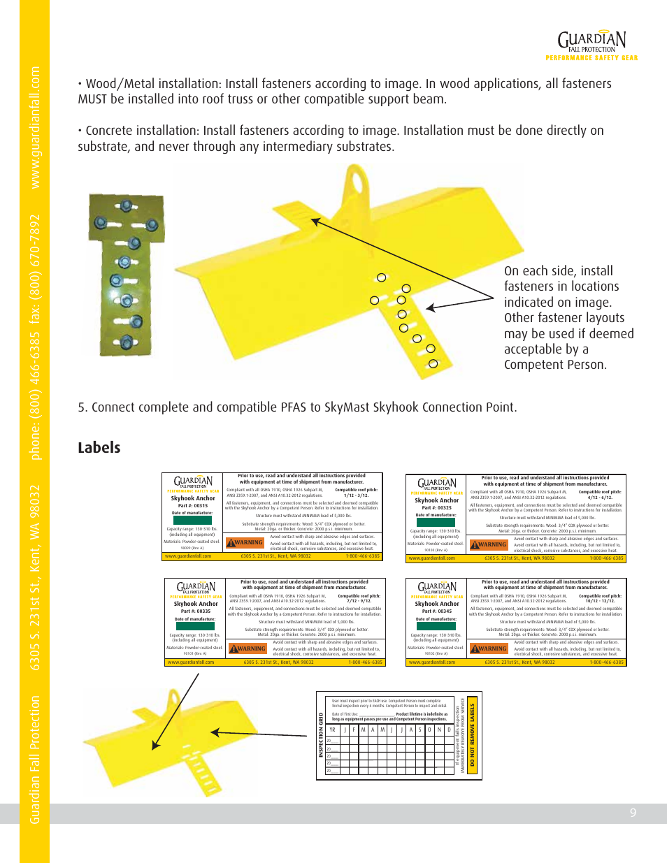 Labels | Qualcraft SkyMast Skyhook User Manual | Page 11 / 12