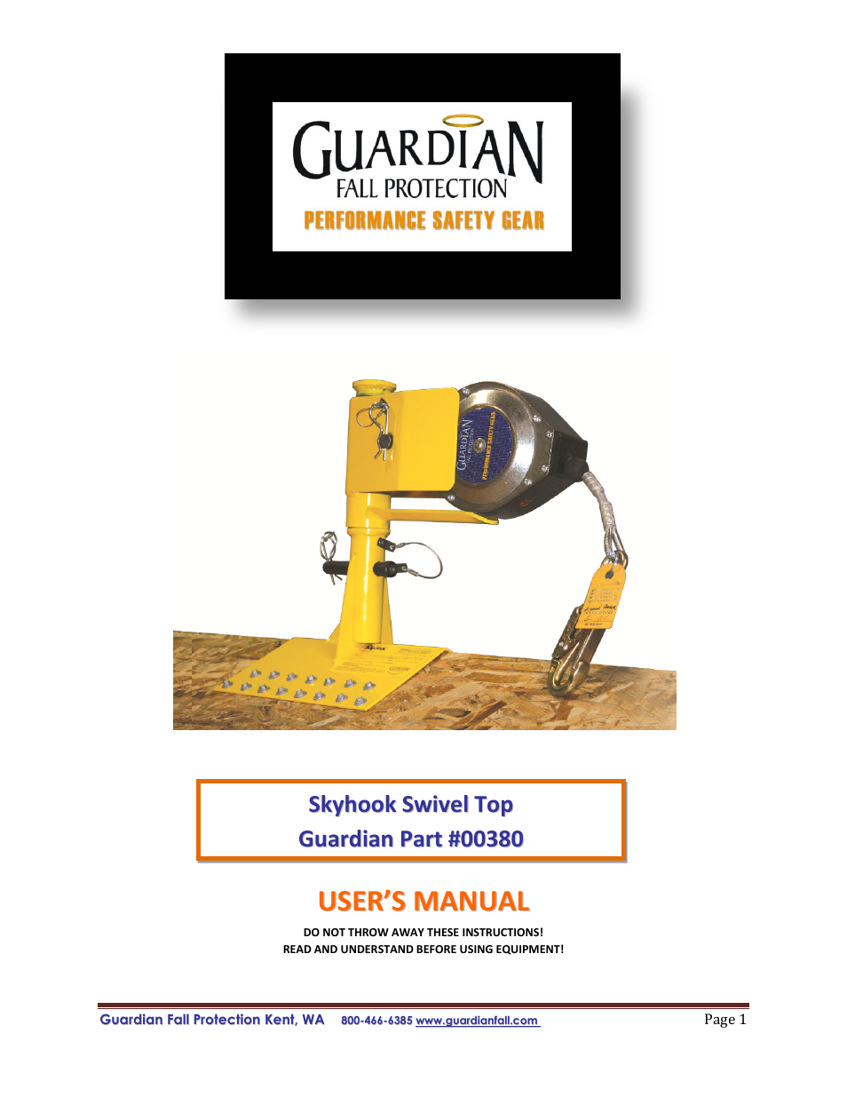 Qualcraft Skyhook Swivel Top User Manual | 11 pages