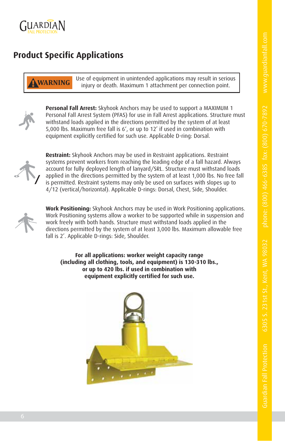 Product specific applications | Qualcraft Skyhook User Manual | Page 8 / 16