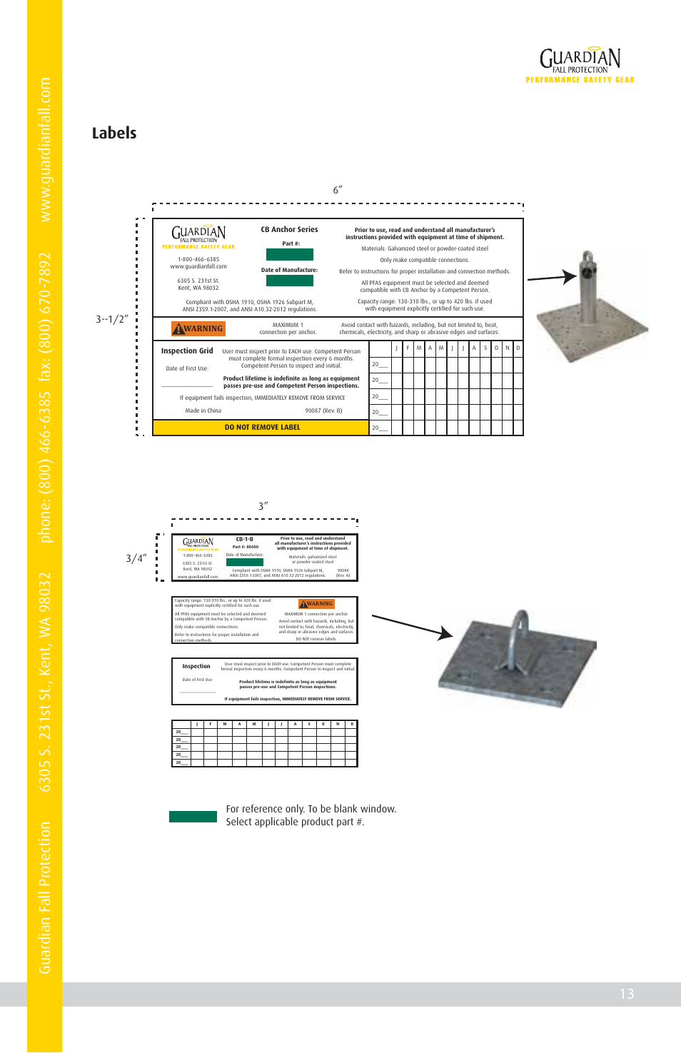 Labels | Qualcraft CB-12 Weld-On Post User Manual | Page 15 / 32
