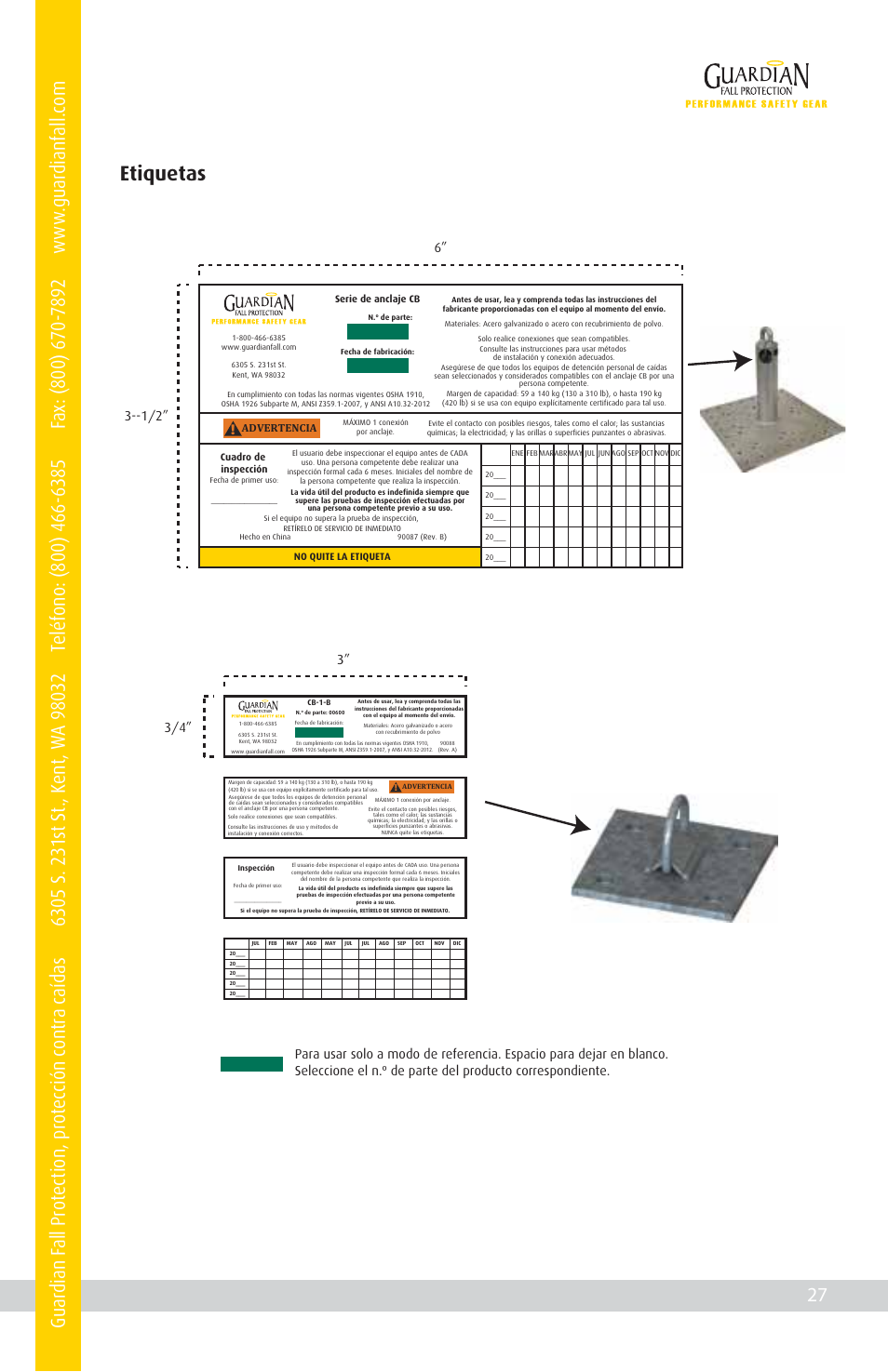 Etiquetas | Qualcraft CB-12 Weld-On Post User Manual | Page 31 / 32
