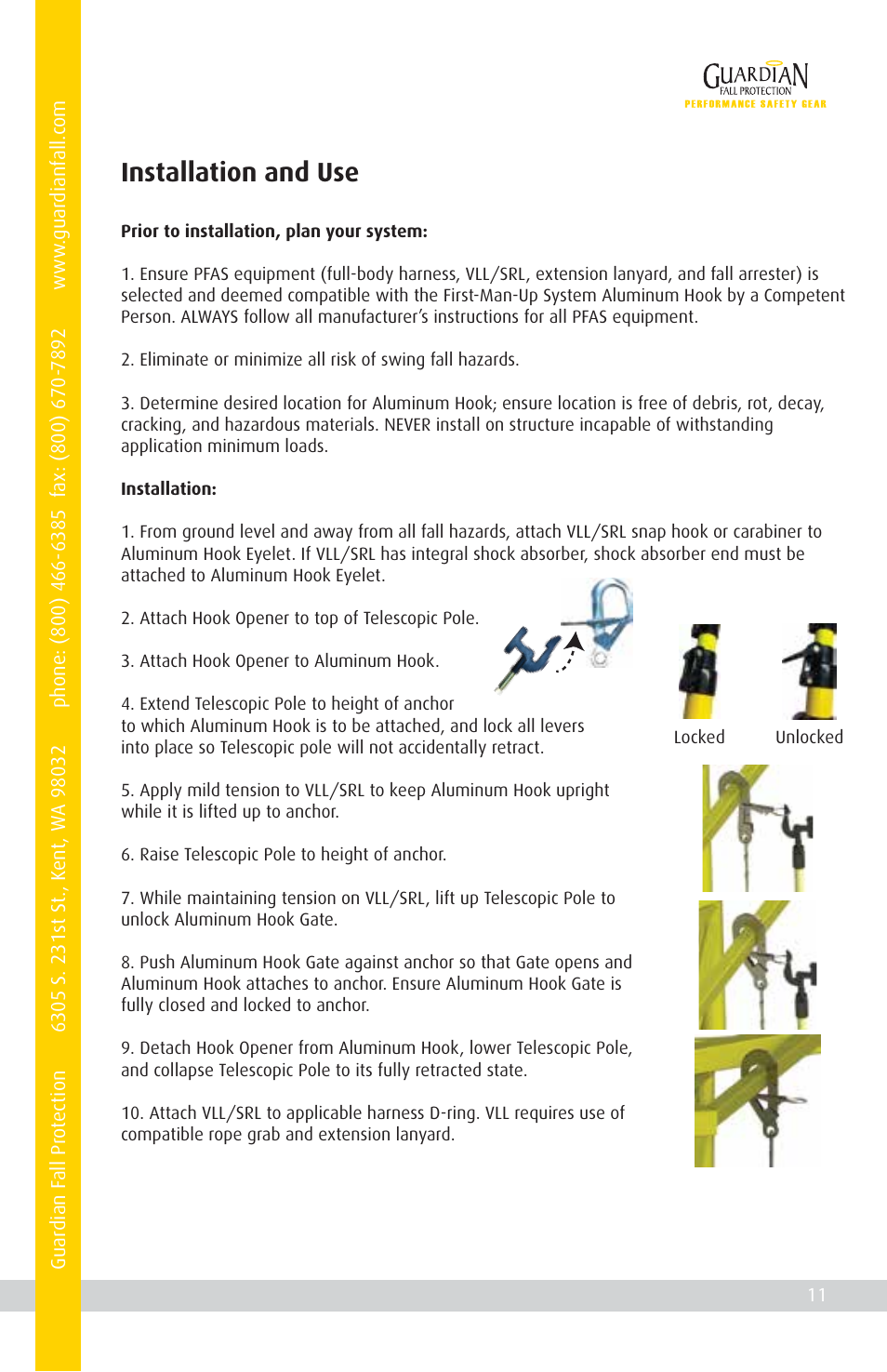 Installation and use | Qualcraft First-Man-Up System User Manual | Page 13 / 16