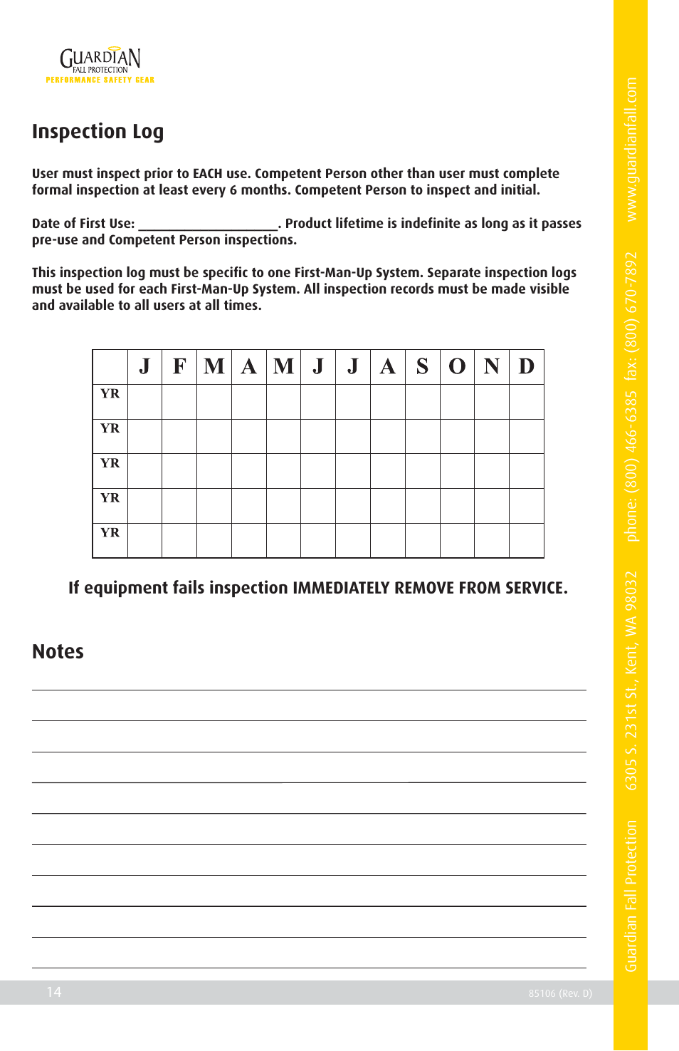 Qualcraft First-Man-Up System User Manual | Page 16 / 16