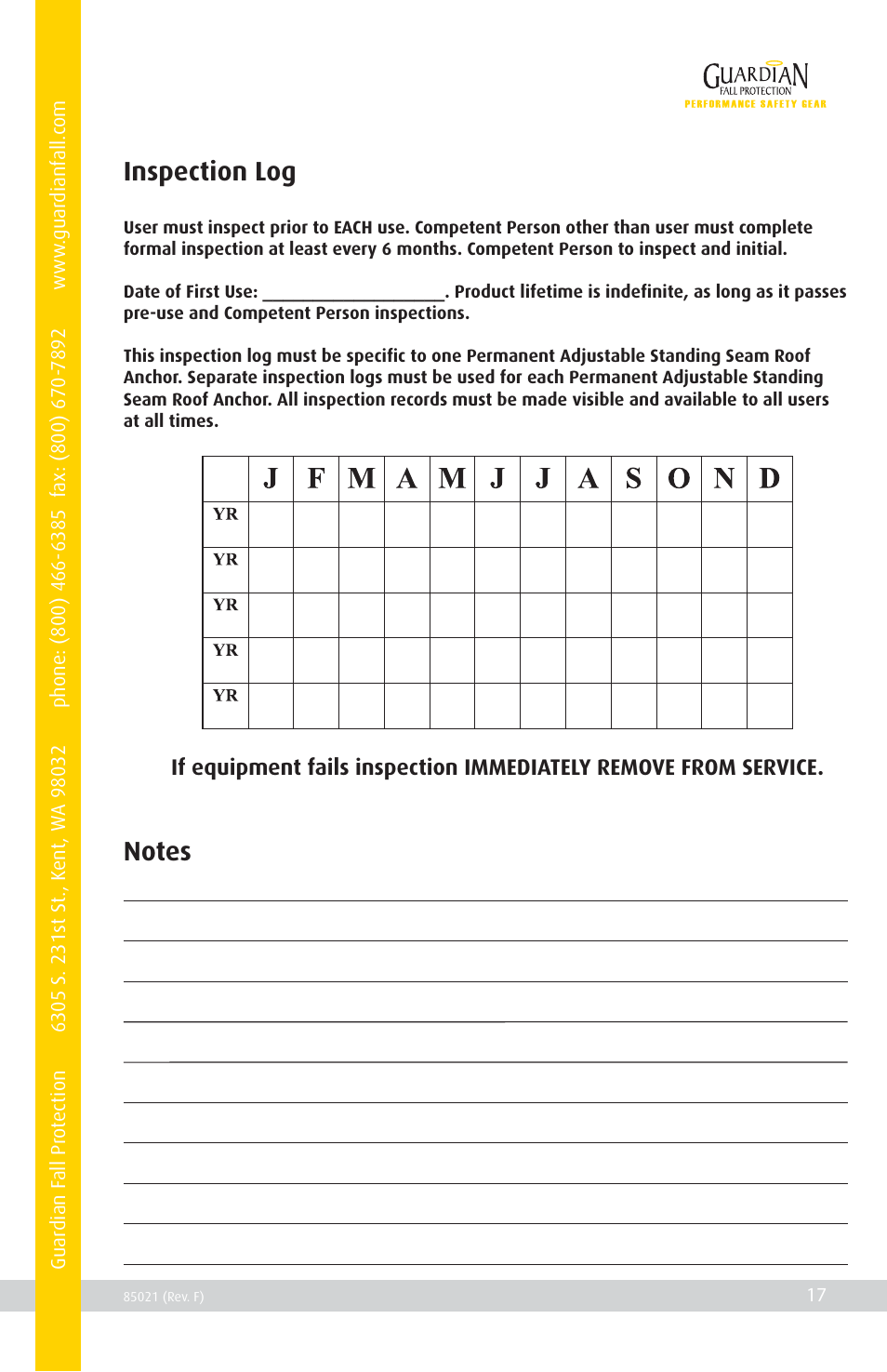 Qualcraft Permanent Adjustable Standing Seam Roof Anchor User Manual | Page 19 / 20