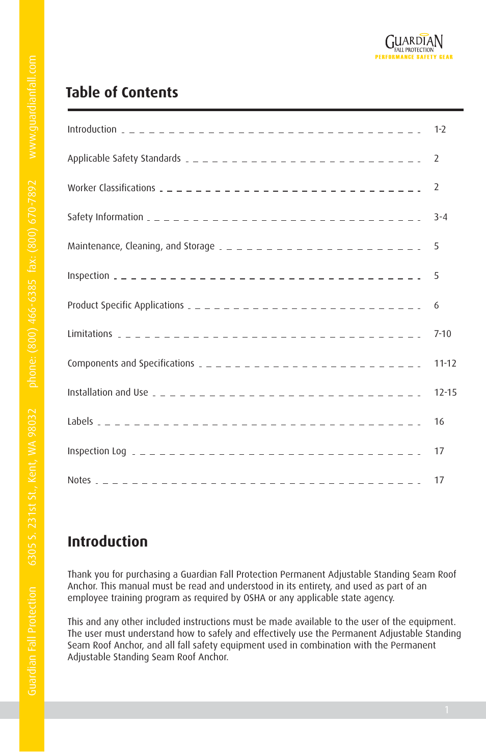Qualcraft Permanent Adjustable Standing Seam Roof Anchor User Manual | Page 3 / 20