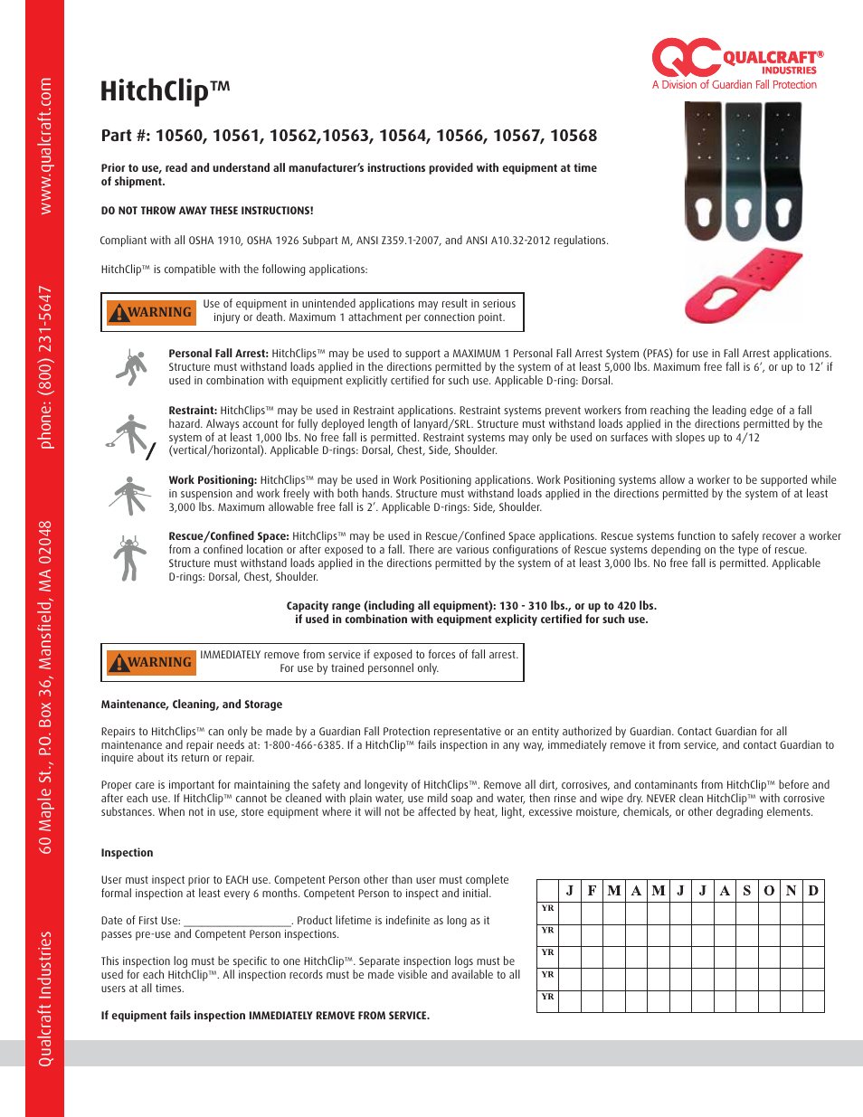 Qualcraft HitchClip User Manual | 4 pages
