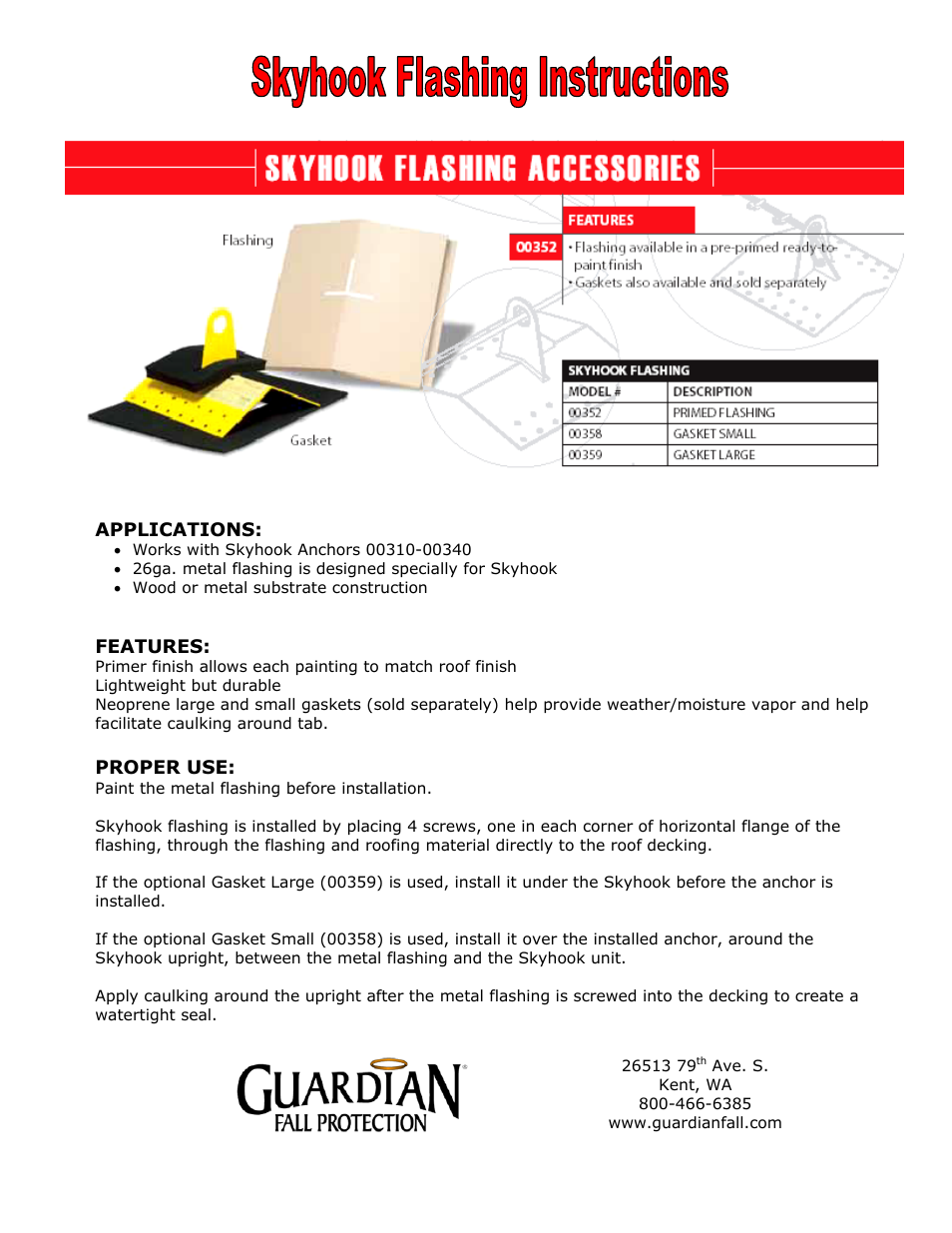Qualcraft Skyhook Flashing Kit User Manual | 1 page