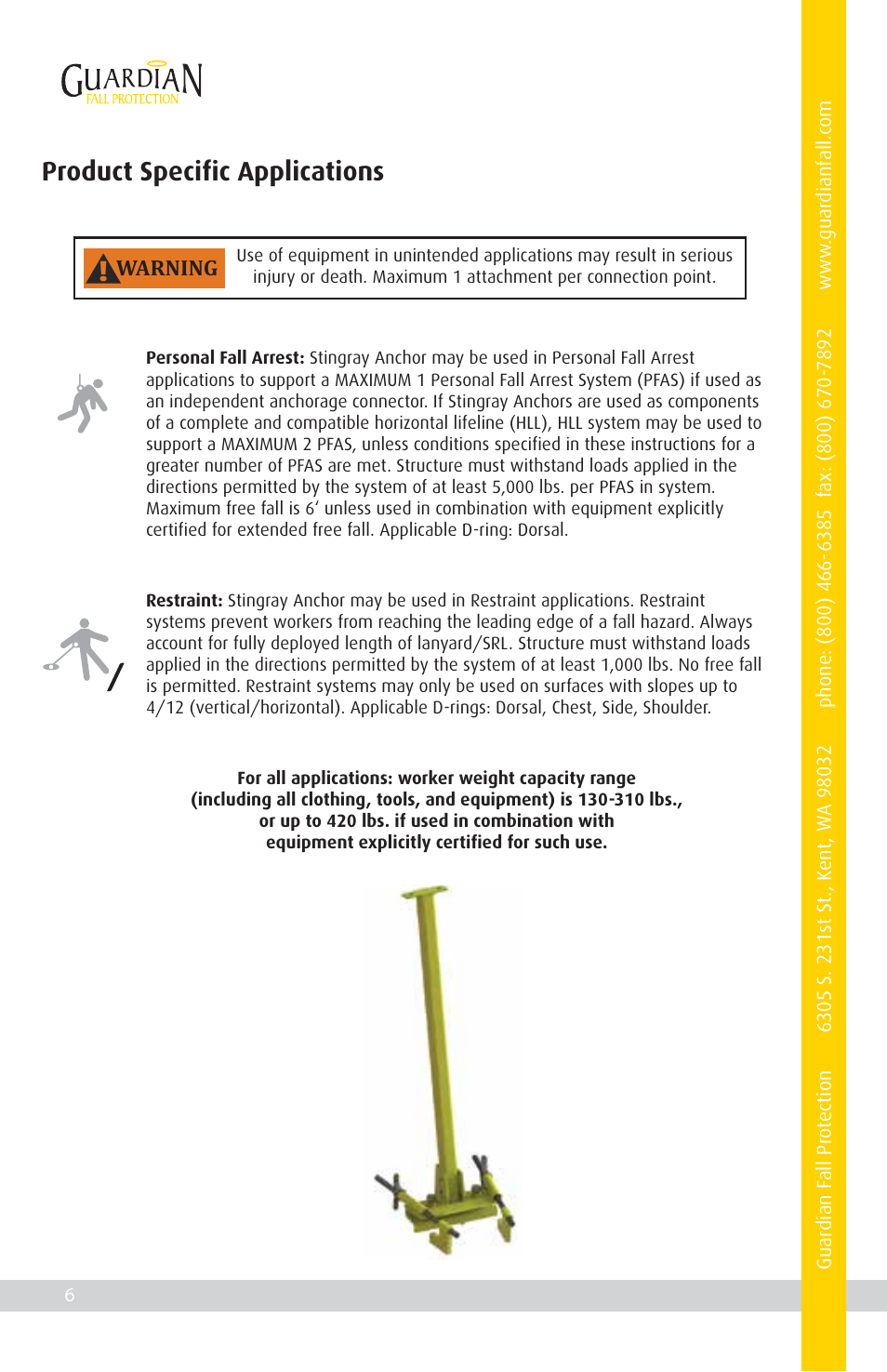 Product specific applications | Qualcraft Stingray Anchor User Manual | Page 8 / 20