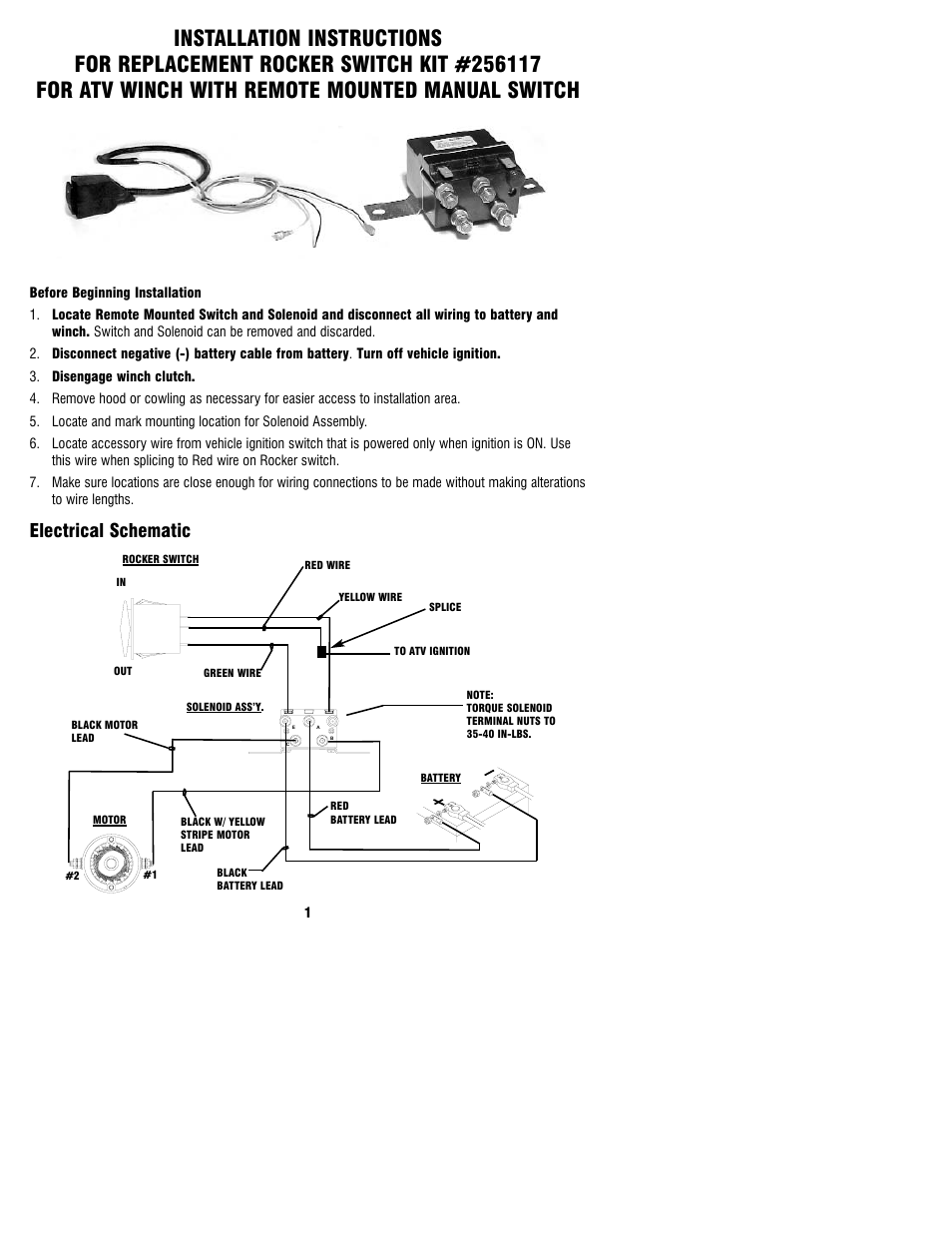 Ramsey Winch ATV 2500 ROCKER SWITCH 256117 User Manual | 4 pages