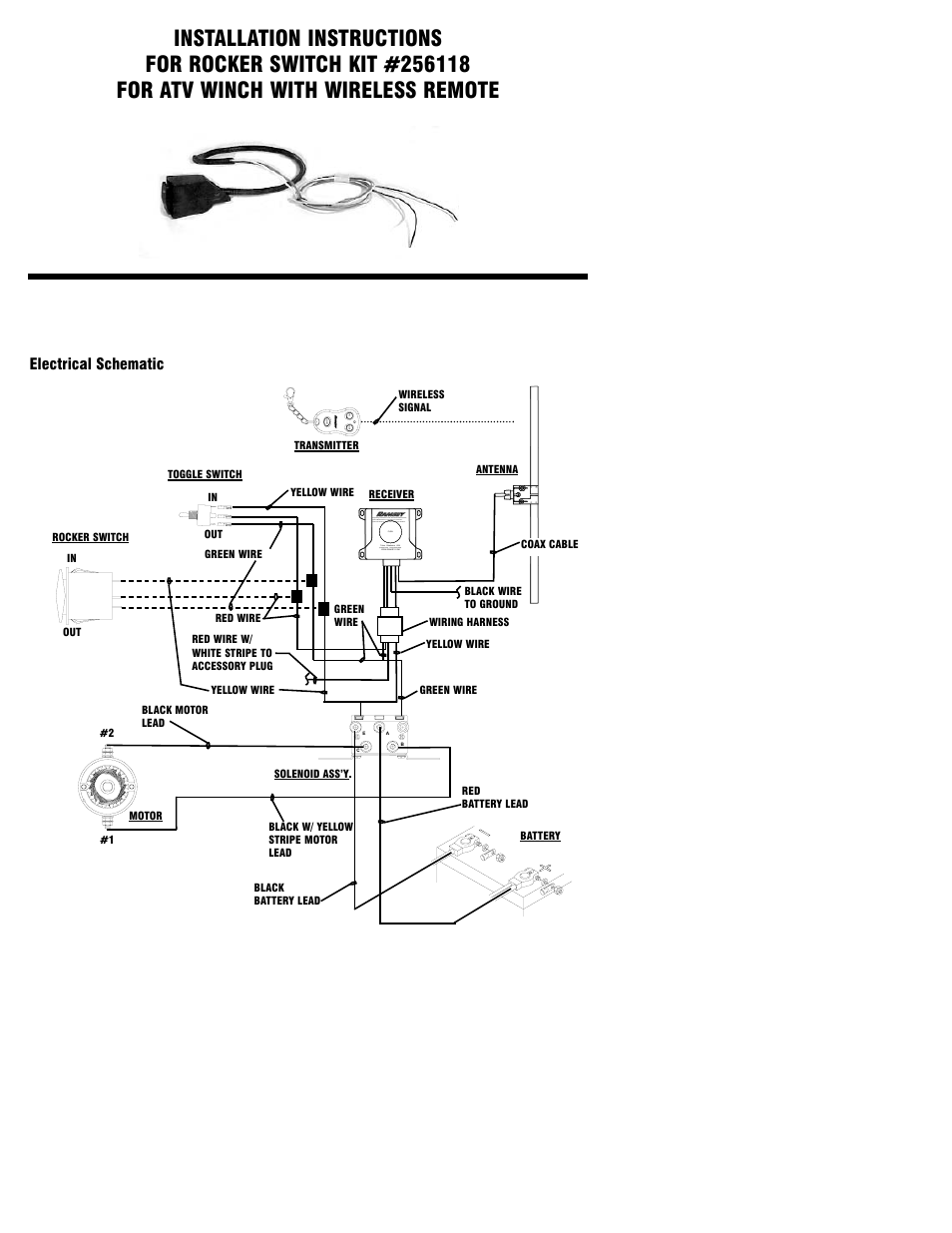 Ramsey Winch ATV 2500 ROCKER SWITCH FOR WIRELESS REMOTE 256118 User Manual | 4 pages