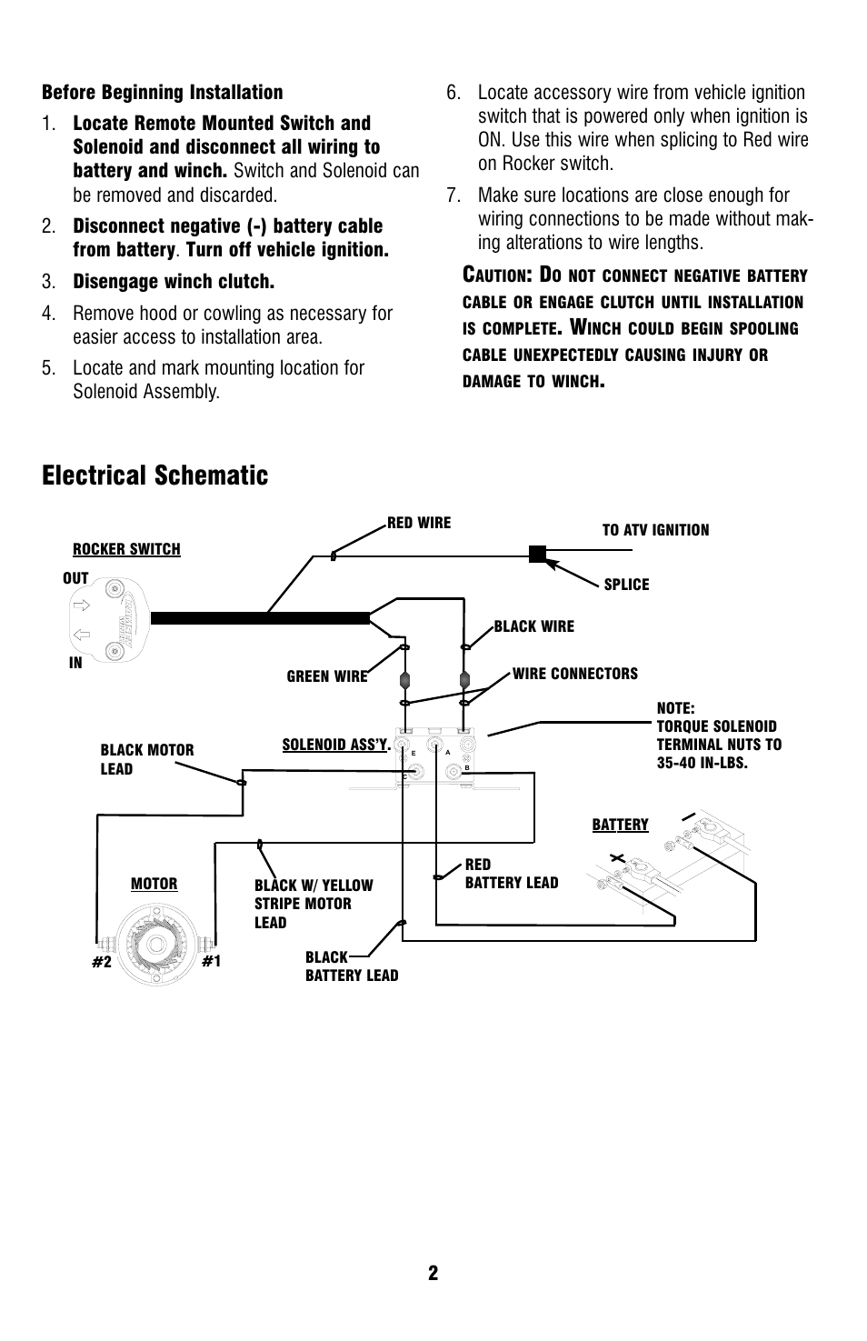 Electrical schematic | Ramsey Winch ATV REPLACEMENT MINI ROCKER SWITCH 256128 User Manual | Page 2 / 8