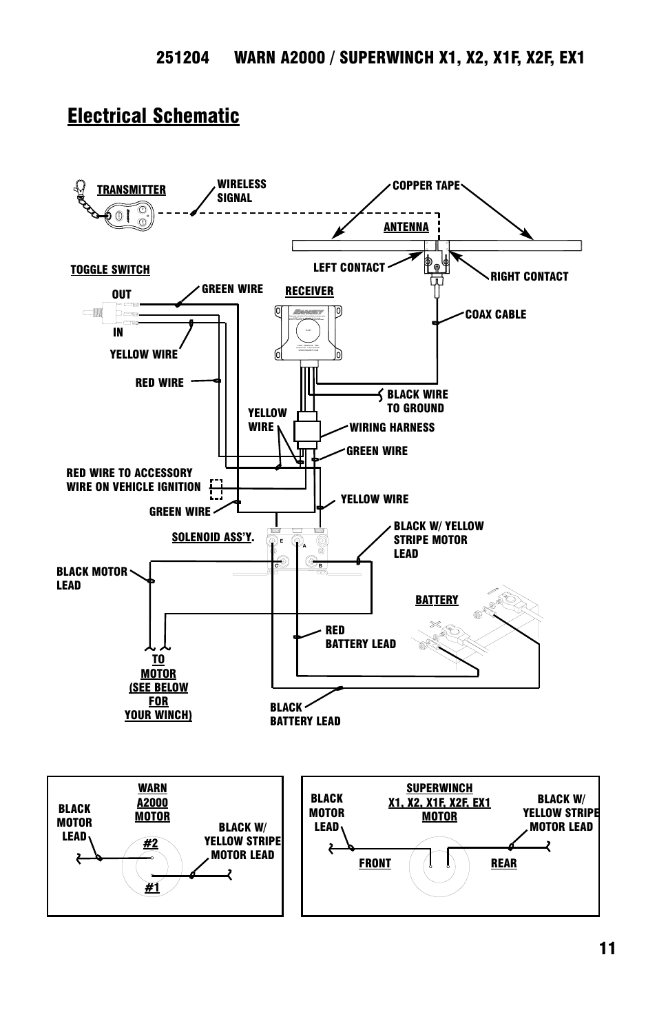 Electrical schematic | Ramsey Winch ATV UNIVERSAL WIRELESS REMOTE FOR ATV WINCHES User Manual | Page 13 / 24