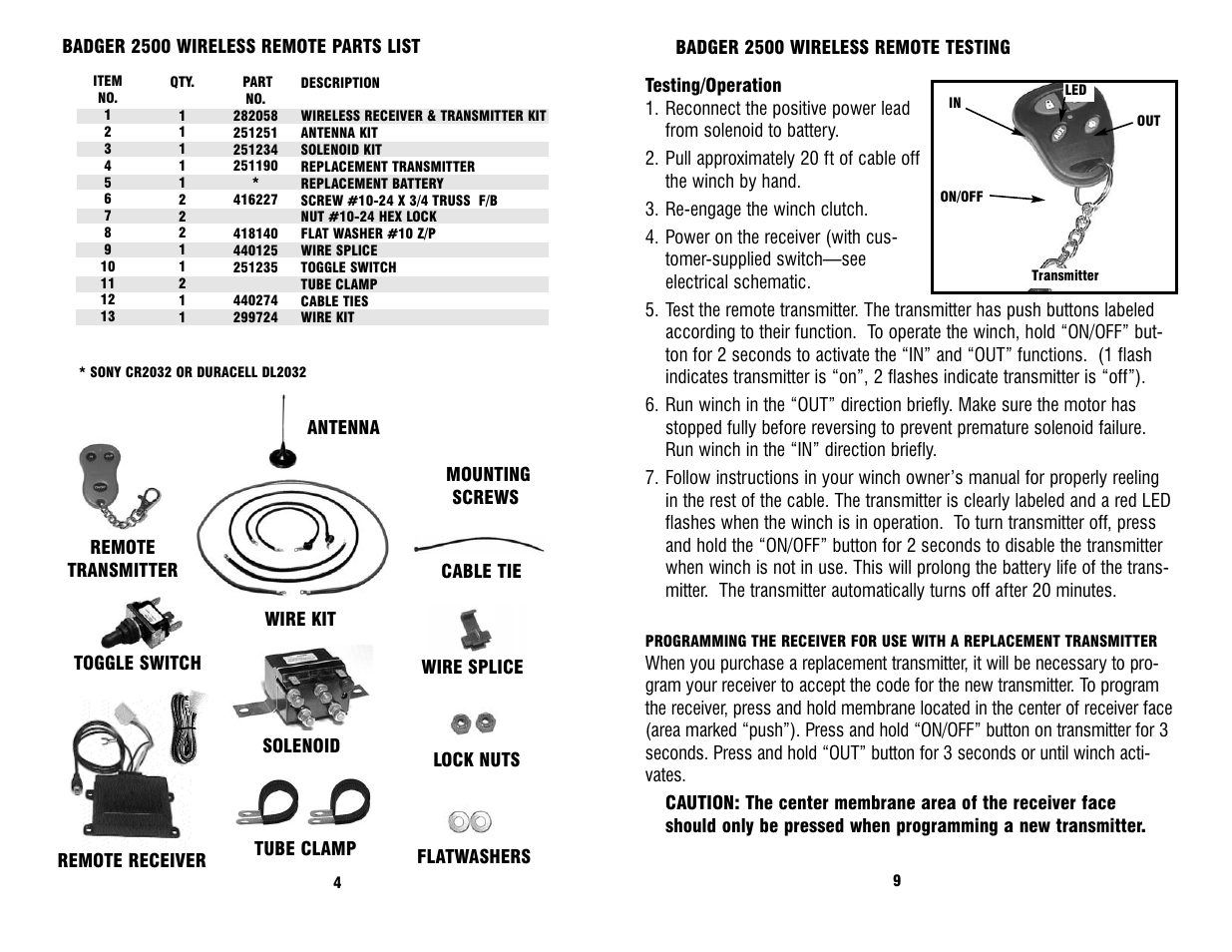 Ramsey Winch ATV WIRELESS REMOTE FOR BADGER 2500 User Manual | Page 4 / 6