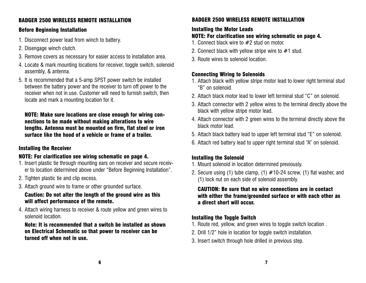 Ramsey Winch ATV WIRELESS REMOTE FOR BADGER 2500 User Manual | Page 6 / 6