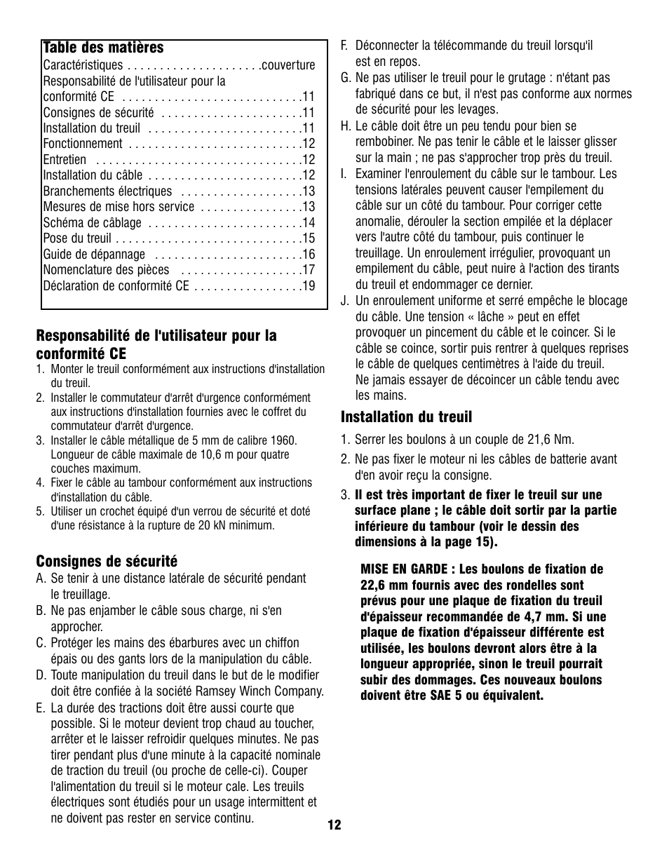 Ramsey Winch ATV 8 WITH REMOTE User Manual | Page 12 / 36