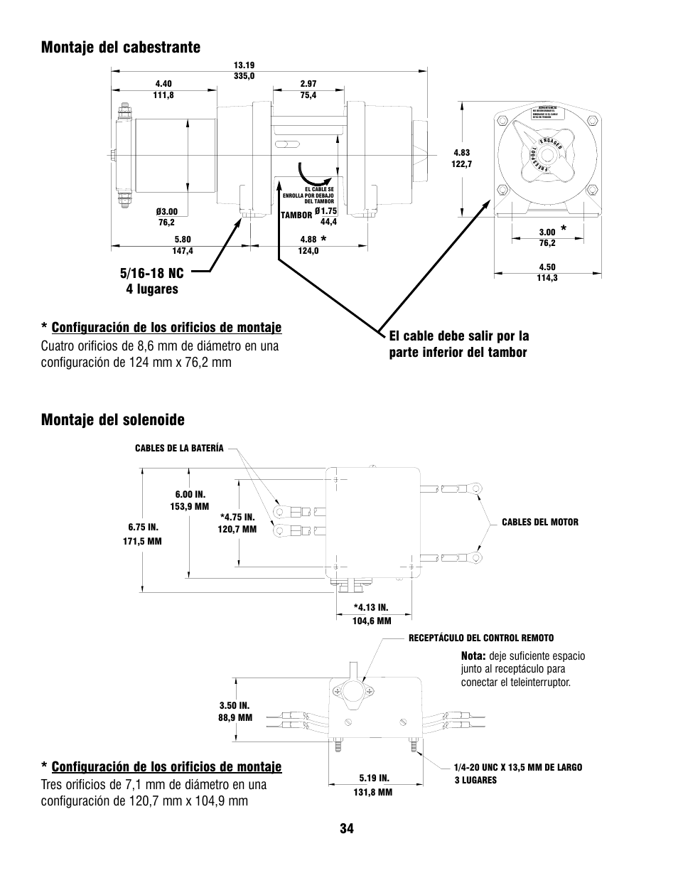 Montaje del cabestrante montaje del solenoide | Ramsey Winch ATV 8 WITH REMOTE User Manual | Page 34 / 36