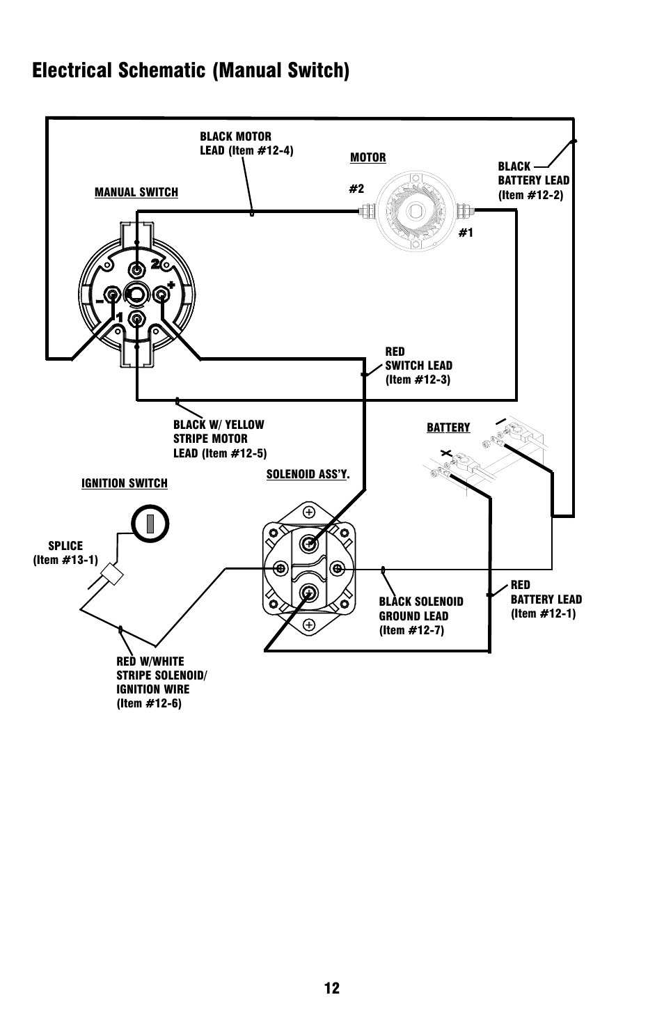 Electrical schematic (manual switch) | Ramsey Winch ATV-2500 User Manual | Page 12 / 24