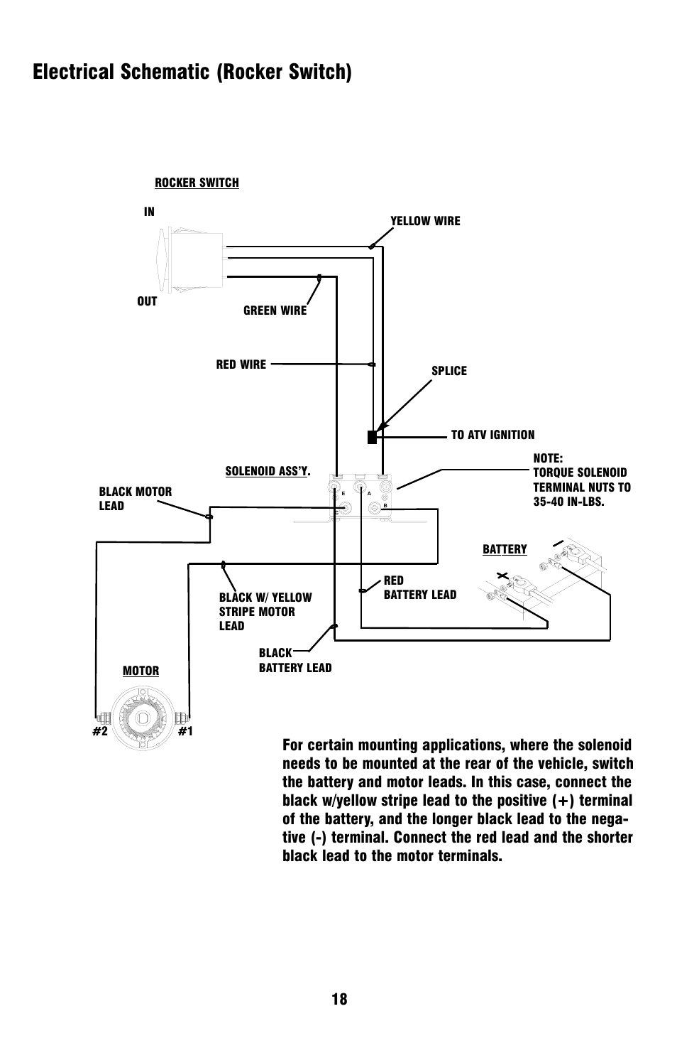 Electrical schematic (rocker switch) | Ramsey Winch ATV-2500 User Manual | Page 18 / 24