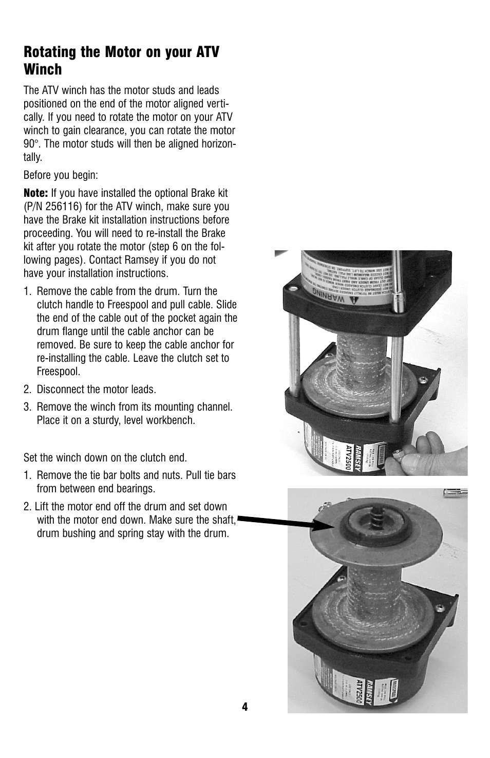 Rotating the motor on your atv winch | Ramsey Winch ATV-2500 User Manual | Page 4 / 24