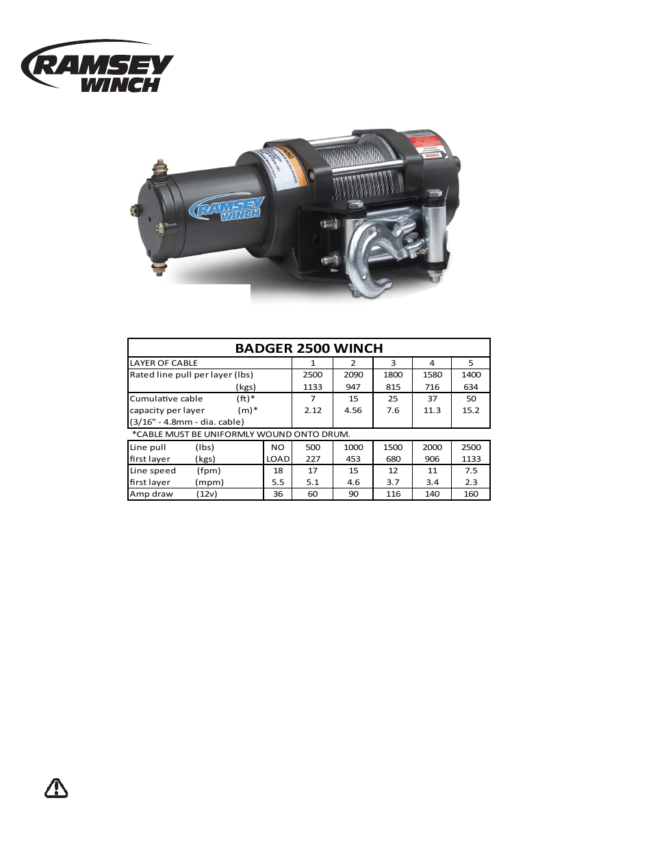 Ramsey Winch ATV-2500 (W_Brake) User Manual | 16 pages