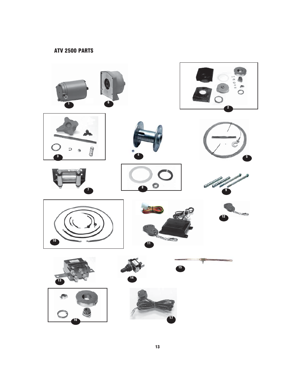 Atv 2500 parts | Ramsey Winch ATV-2500 (W_Brake) User Manual | Page 13 / 16