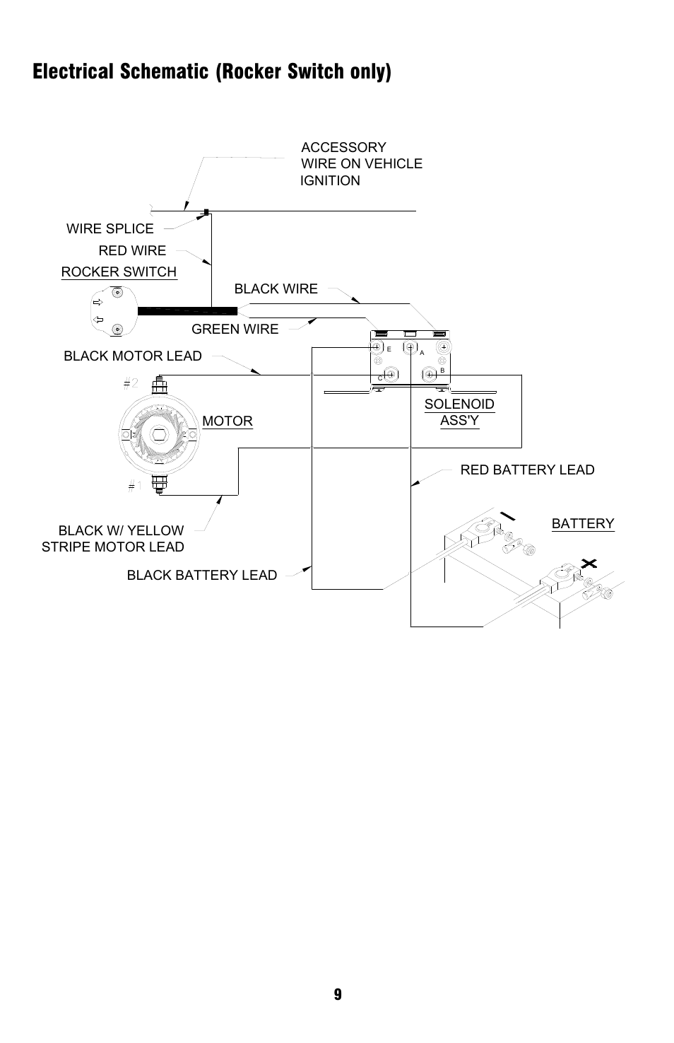 Electrical schematic (rocker switch only) | Ramsey Winch ATV-2500 TAMARACK W_MINI ROCKER SWITCH User Manual | Page 9 / 16