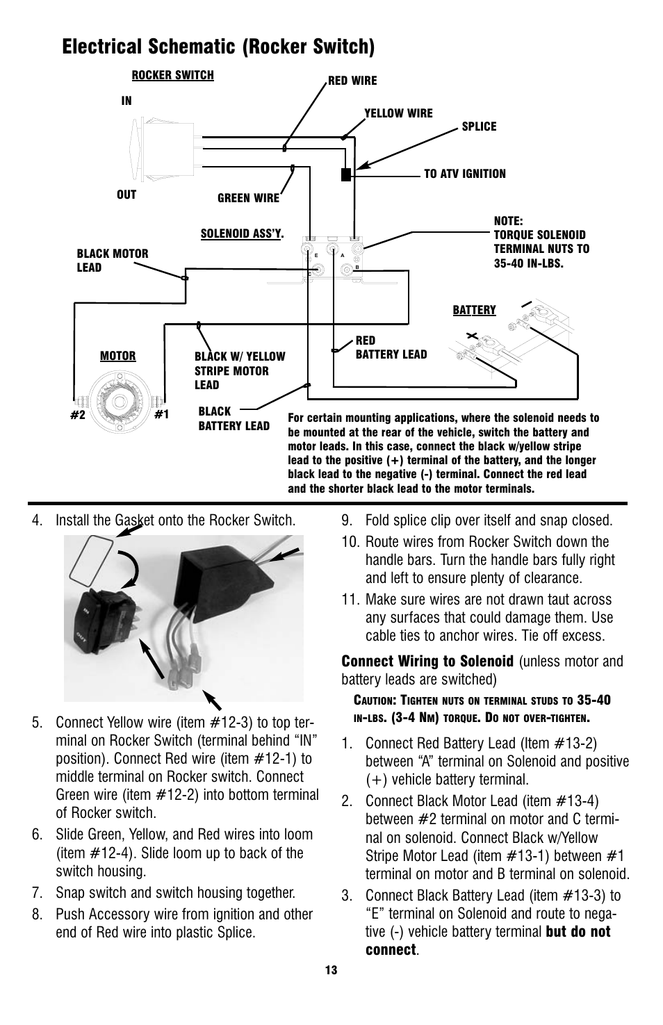 Electrical schematic (rocker switch) | Ramsey Winch ATV-3000 User Manual | Page 13 / 16