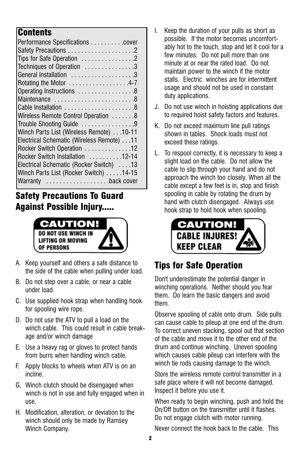 Ramsey Winch ATV-3000 User Manual | Page 2 / 16