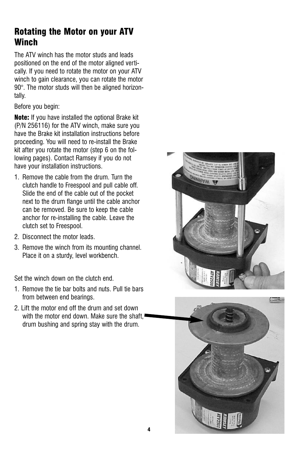 Rotating the motor on your atv winch | Ramsey Winch ATV-3000 User Manual | Page 4 / 16