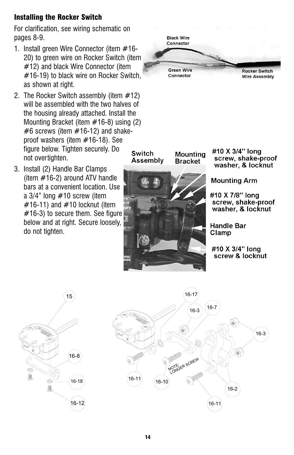 Ramsey Winch ATV-3000 W_MINI ROCKER SWITCH User Manual | Page 14 / 16