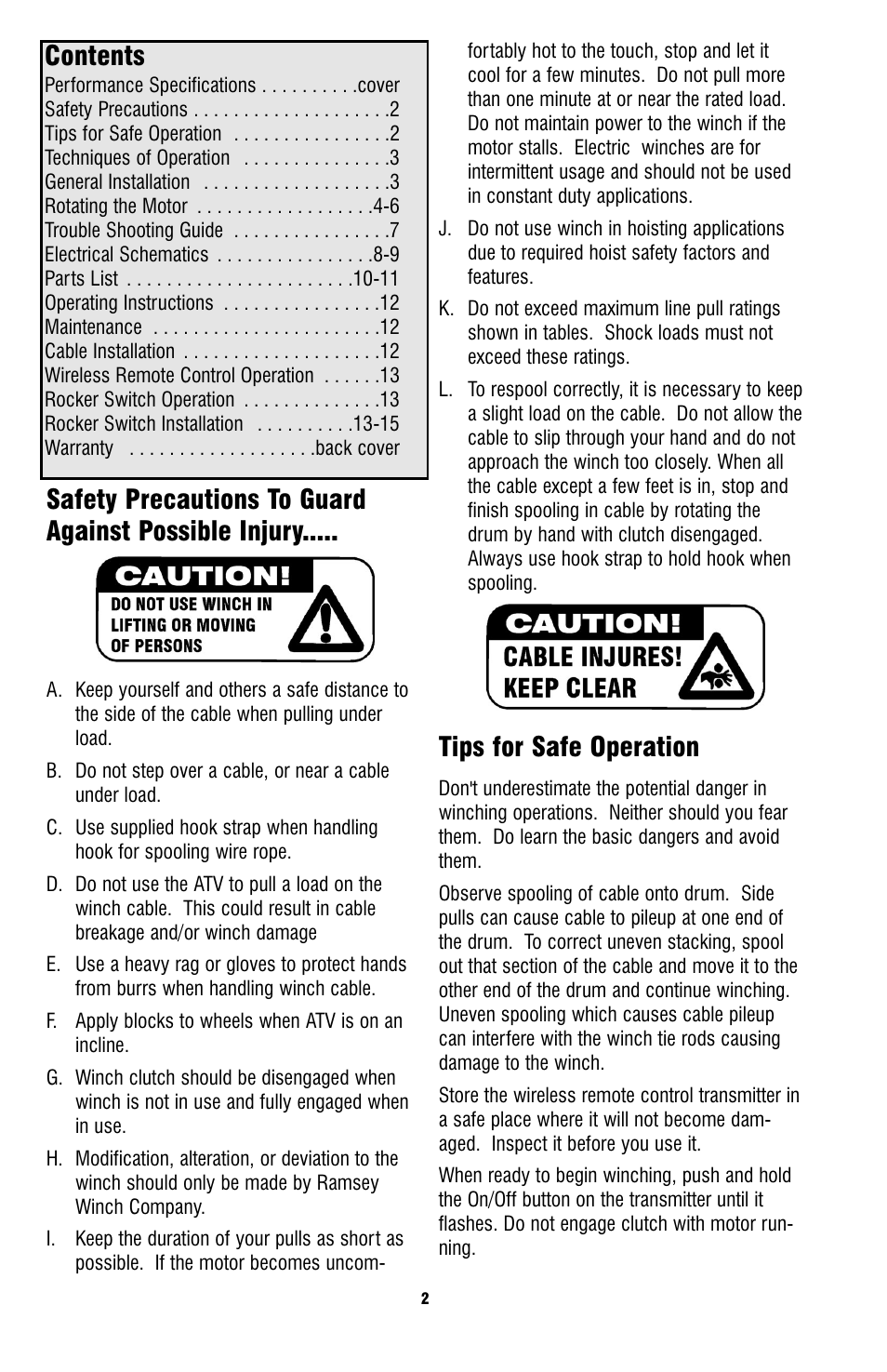 Ramsey Winch ATV-3000 W_MINI ROCKER SWITCH User Manual | Page 2 / 16