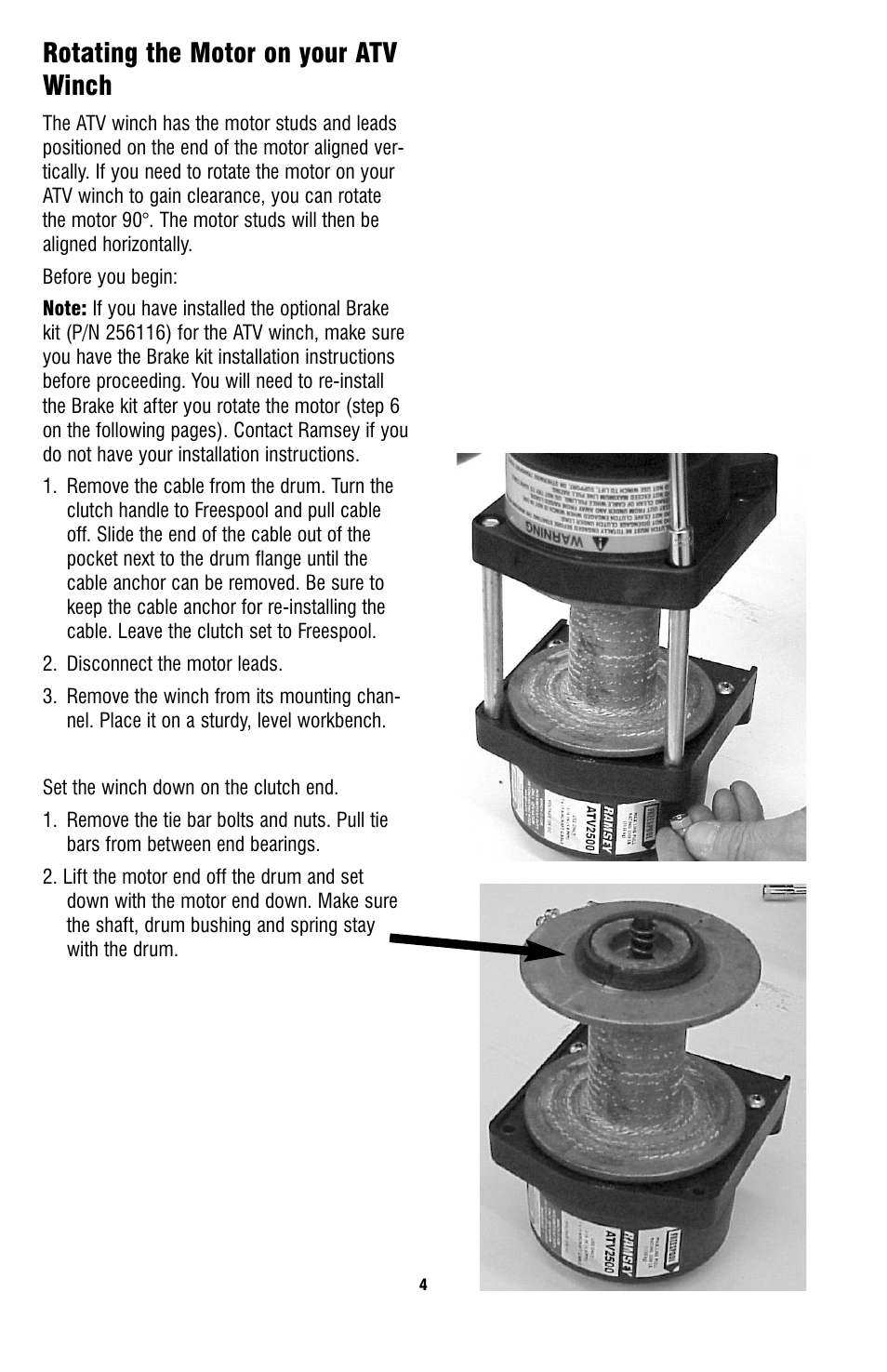 Rotating the motor on your atv winch | Ramsey Winch ATV-3000 W_MINI ROCKER SWITCH User Manual | Page 4 / 16