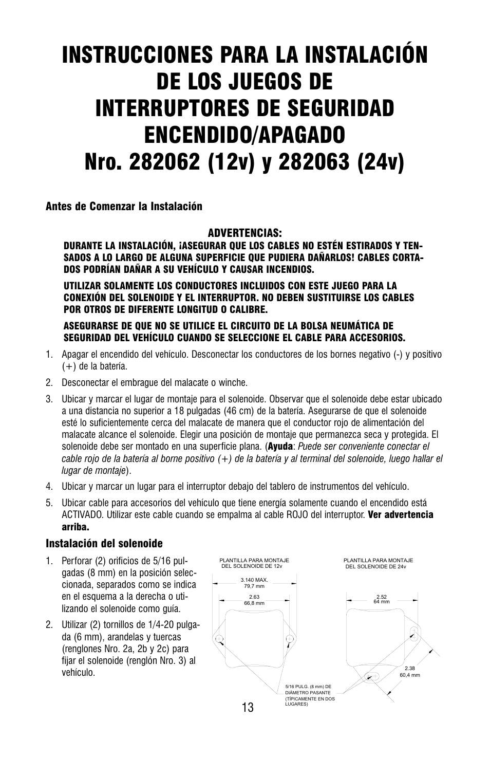 Ramsey Winch SAFETY ON_OFF SWITCH KIT 282062, 282063 User Manual | Page 15 / 20