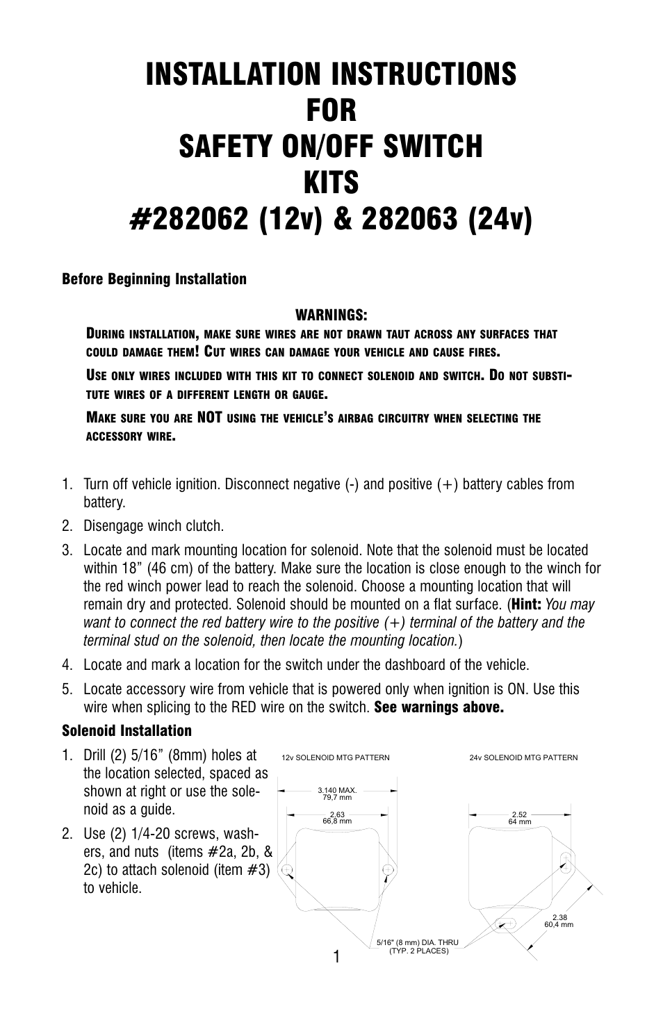 Ramsey Winch SAFETY ON_OFF SWITCH KIT 282062, 282063 User Manual | Page 3 / 20