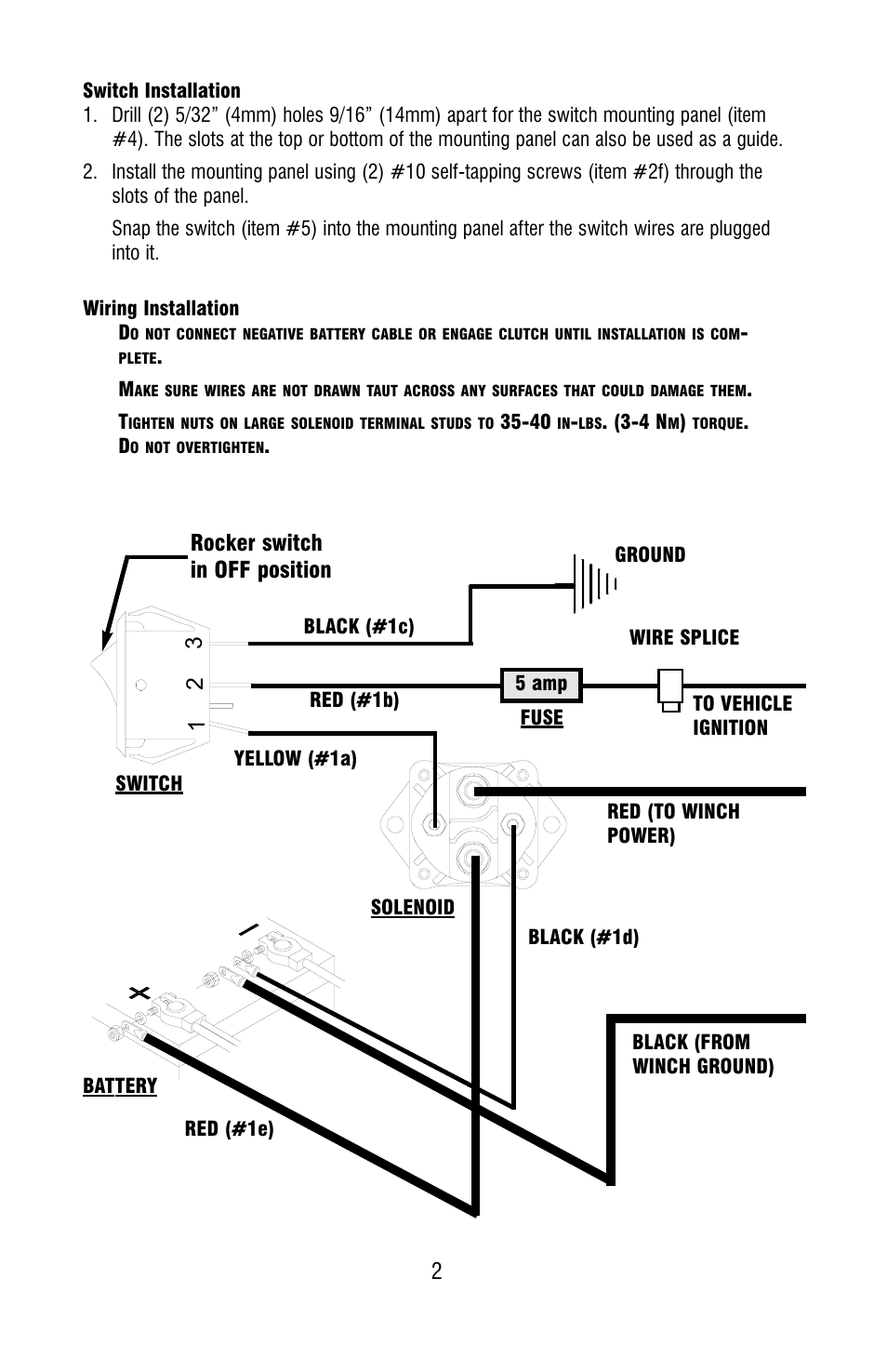 Rocker switch in off position | Ramsey Winch SAFETY ON_OFF SWITCH KIT 282062, 282063 User Manual | Page 4 / 20