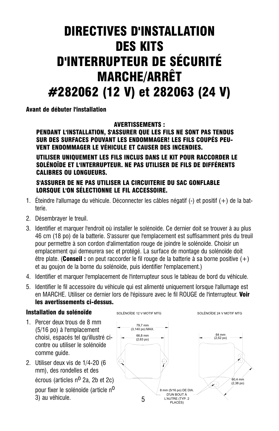 Ramsey Winch SAFETY ON_OFF SWITCH KIT 282062, 282063 User Manual | Page 7 / 20